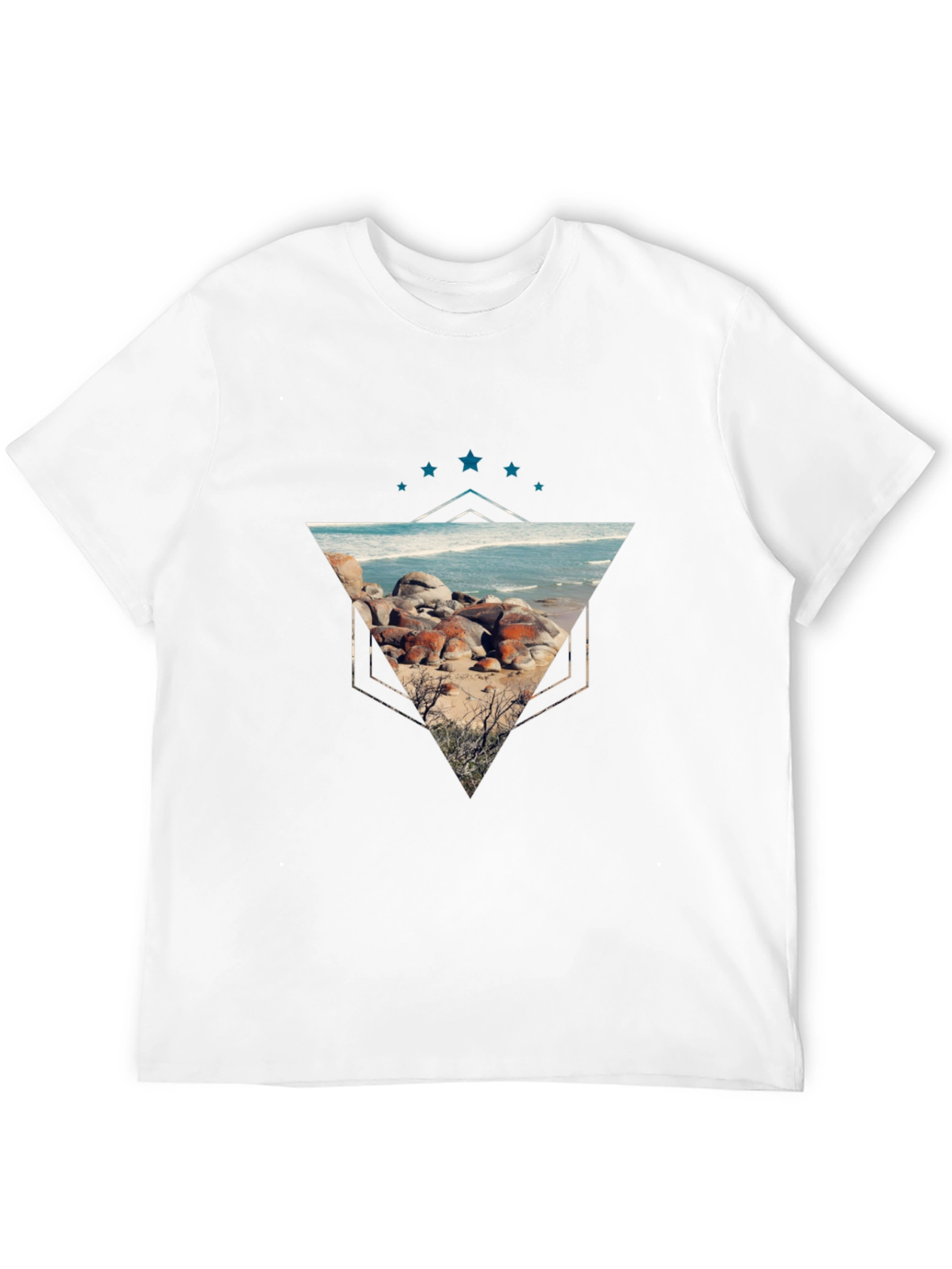 Geometric Beach Scene Graphic Tee
