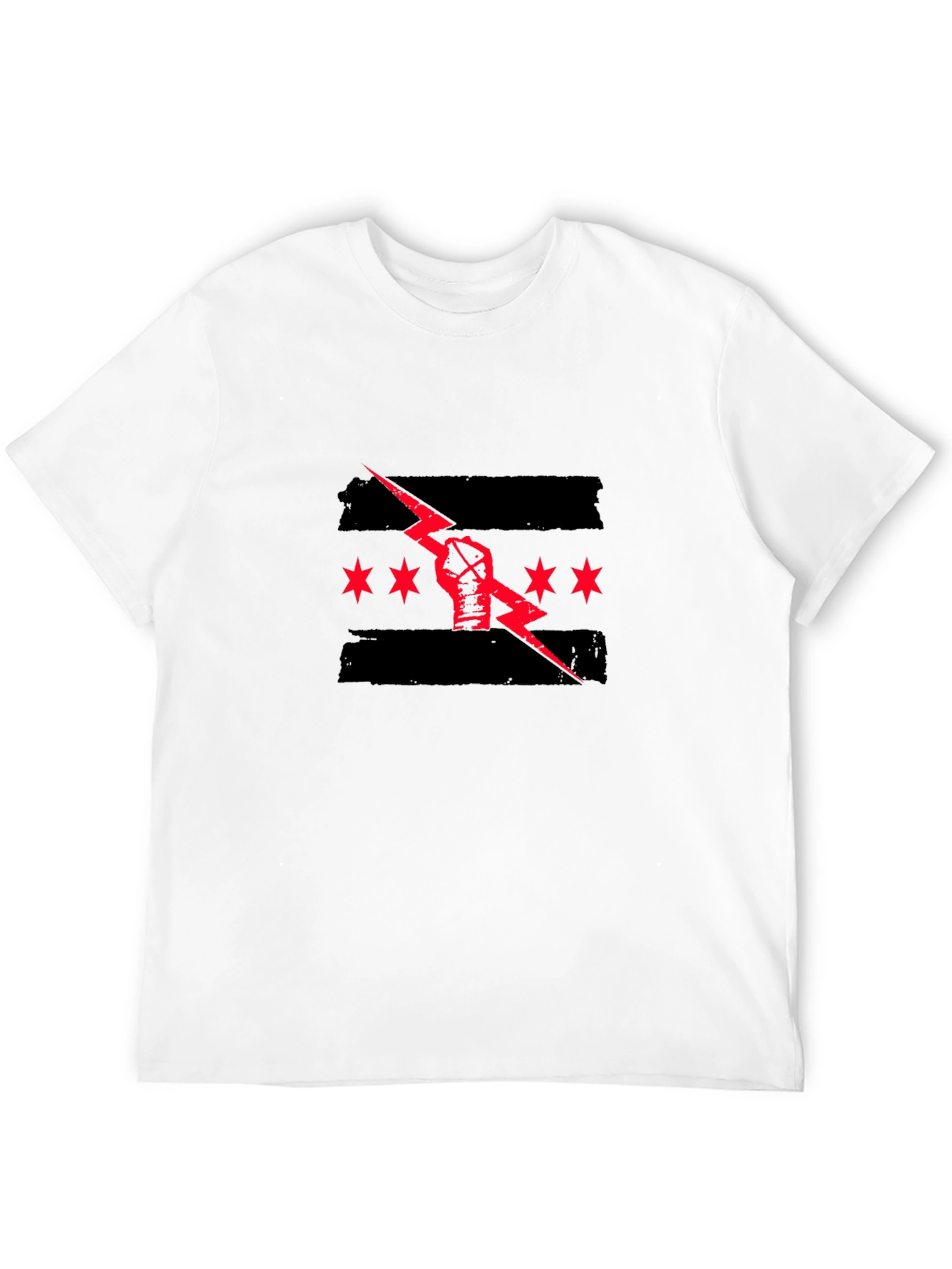 Black Graphic Tee - Fist Lightning Chicago Design