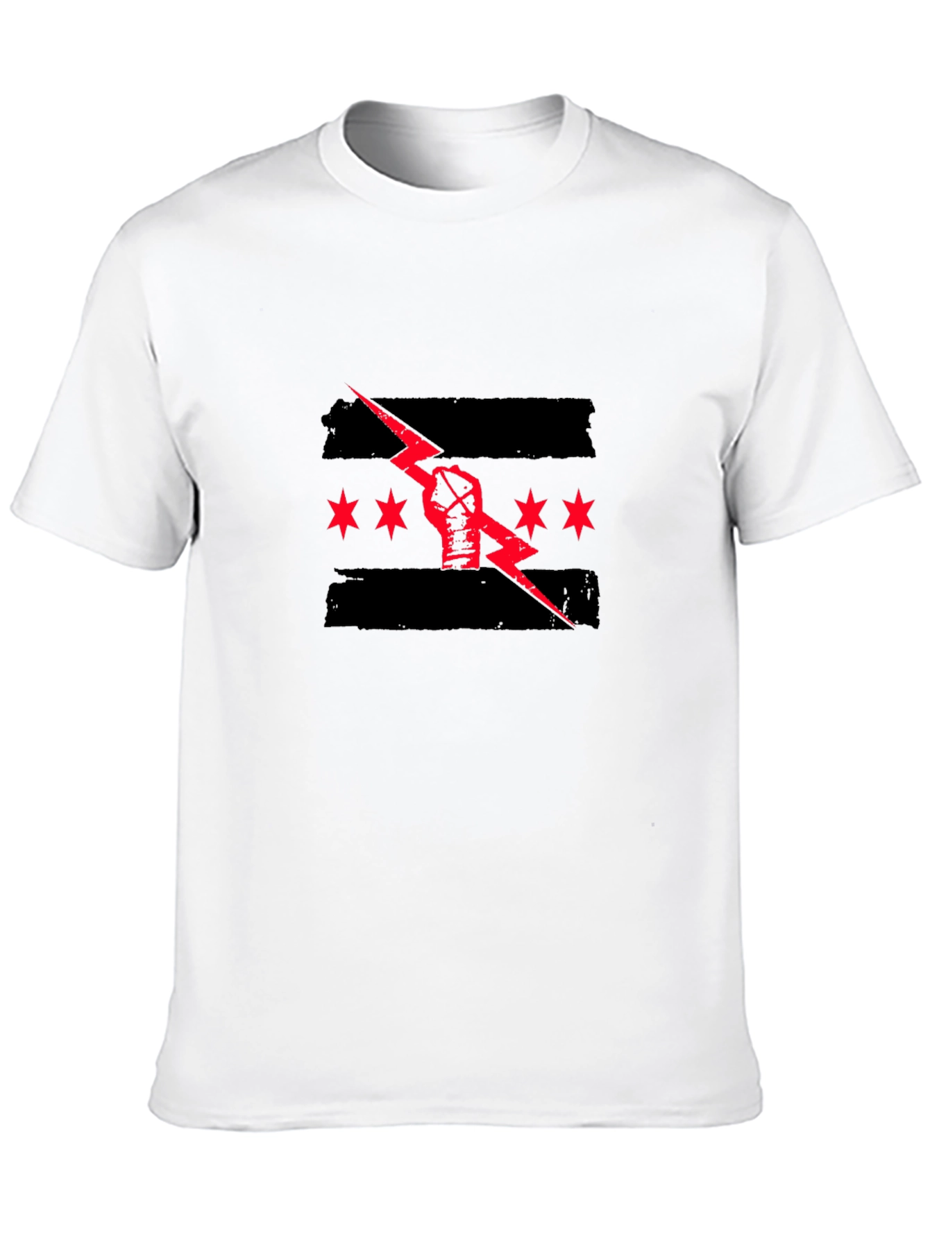 Black Graphic Tee - Fist Lightning Chicago Design