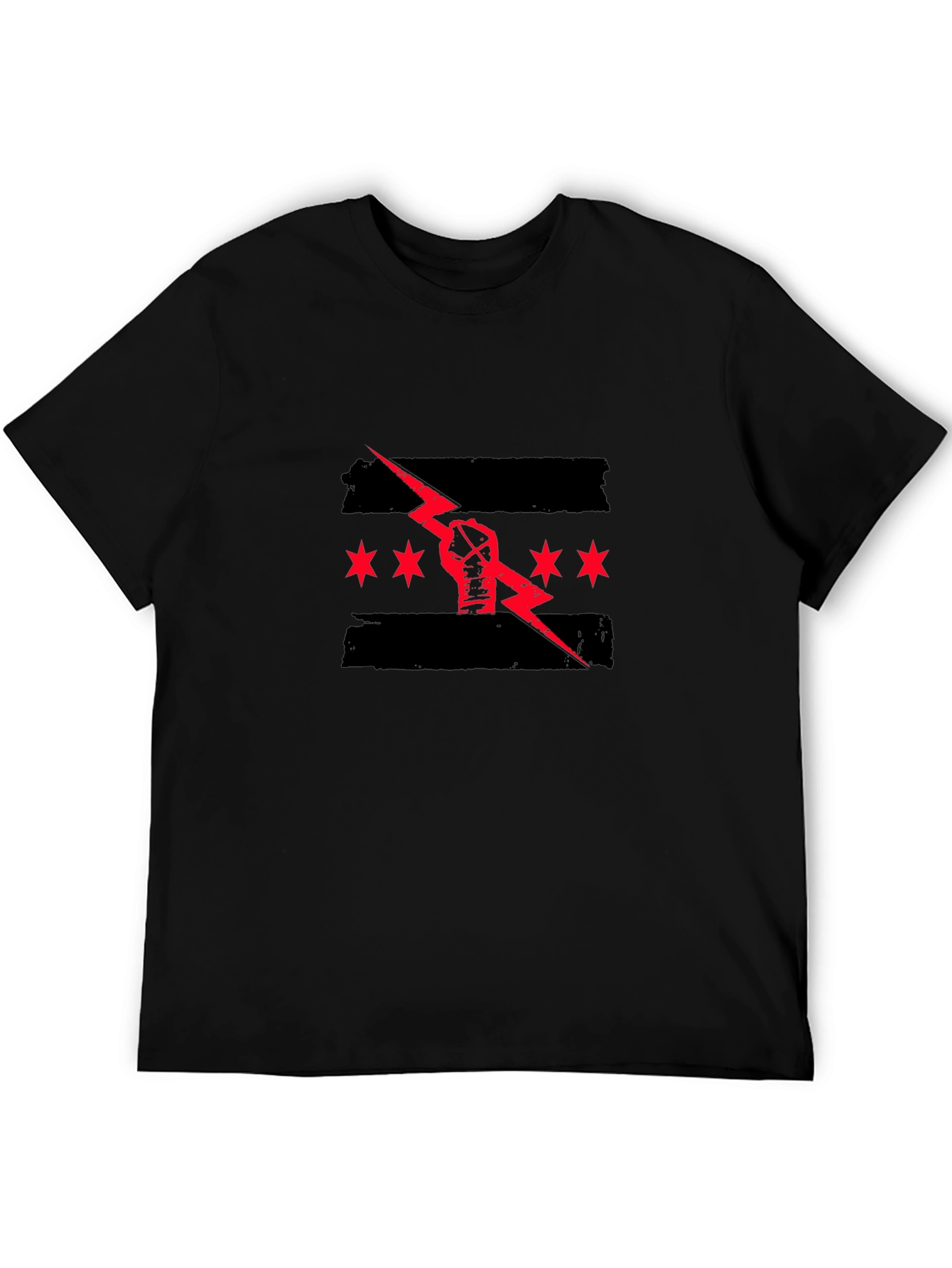 Black Graphic Tee - Fist Lightning Chicago Design