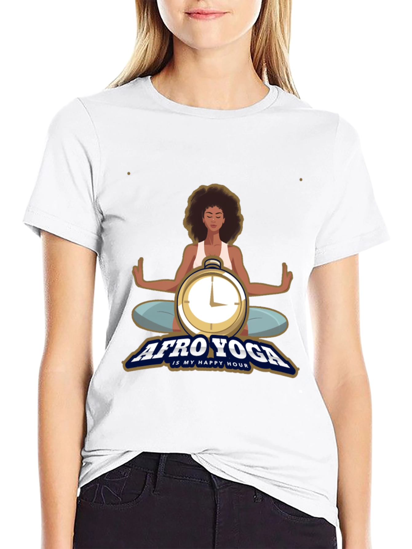 Afro Yoga T-Shirt - Happy Hour Meditative Design