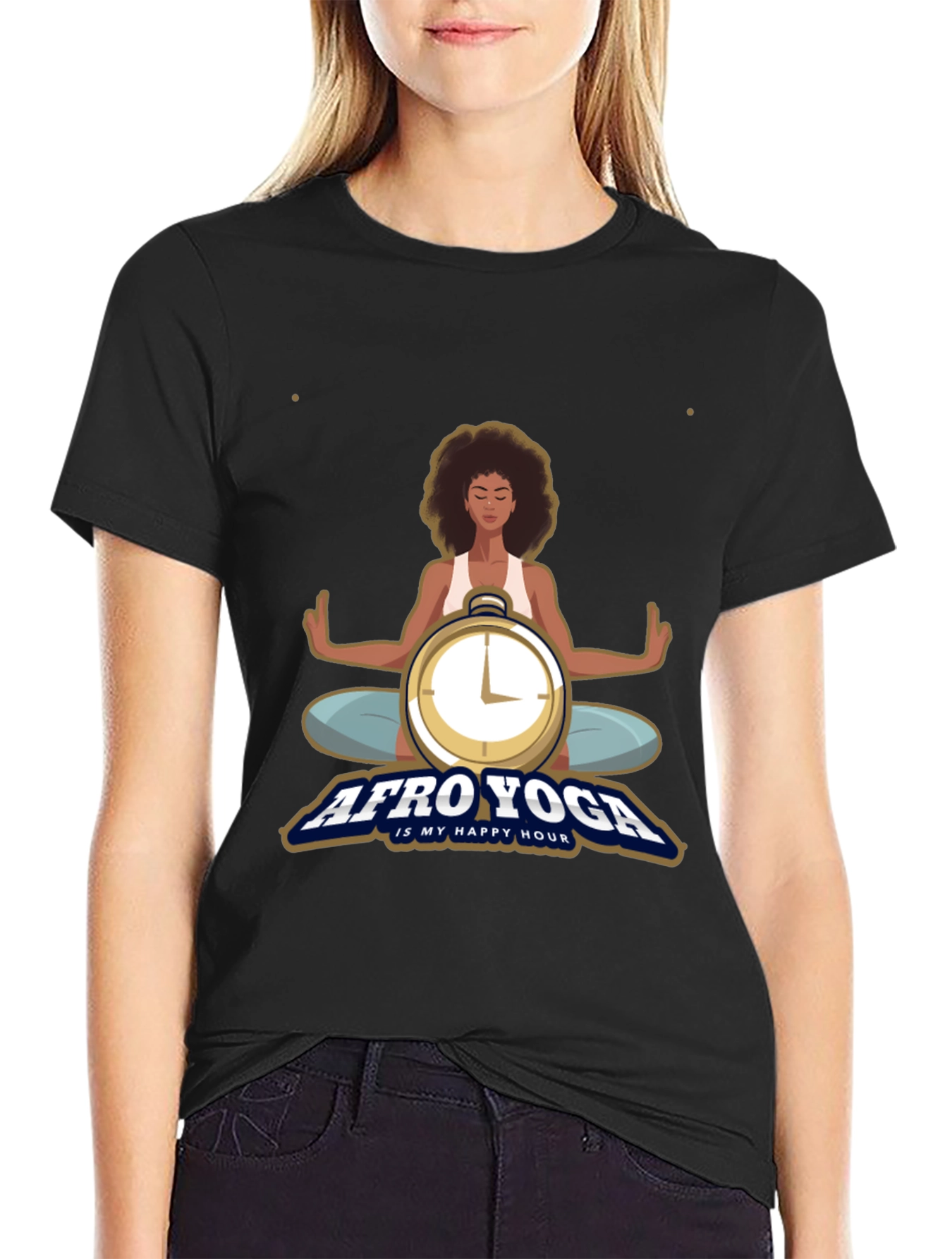 Afro Yoga T-Shirt - Happy Hour Meditative Design