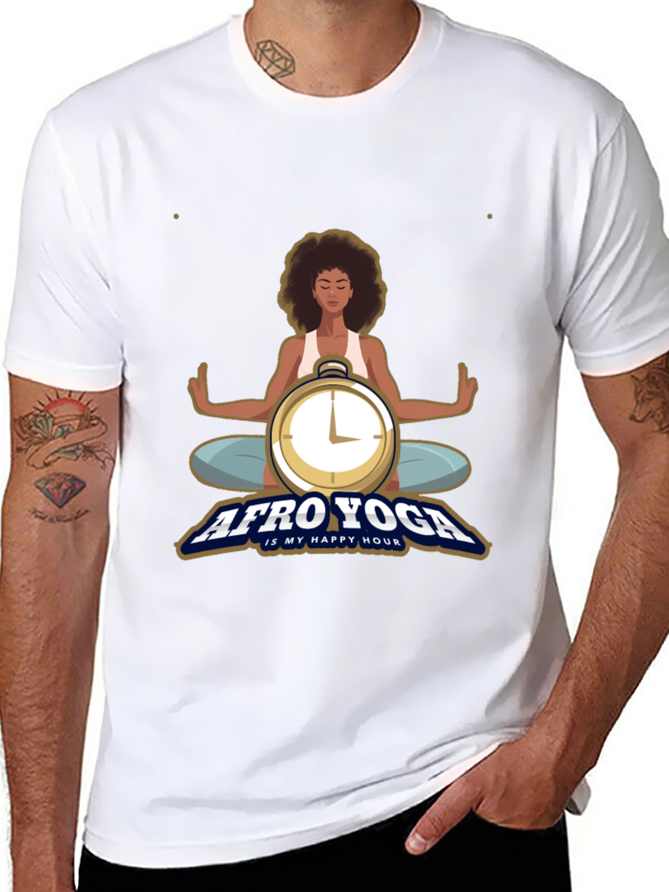Afro Yoga T-Shirt - Happy Hour Meditative Design