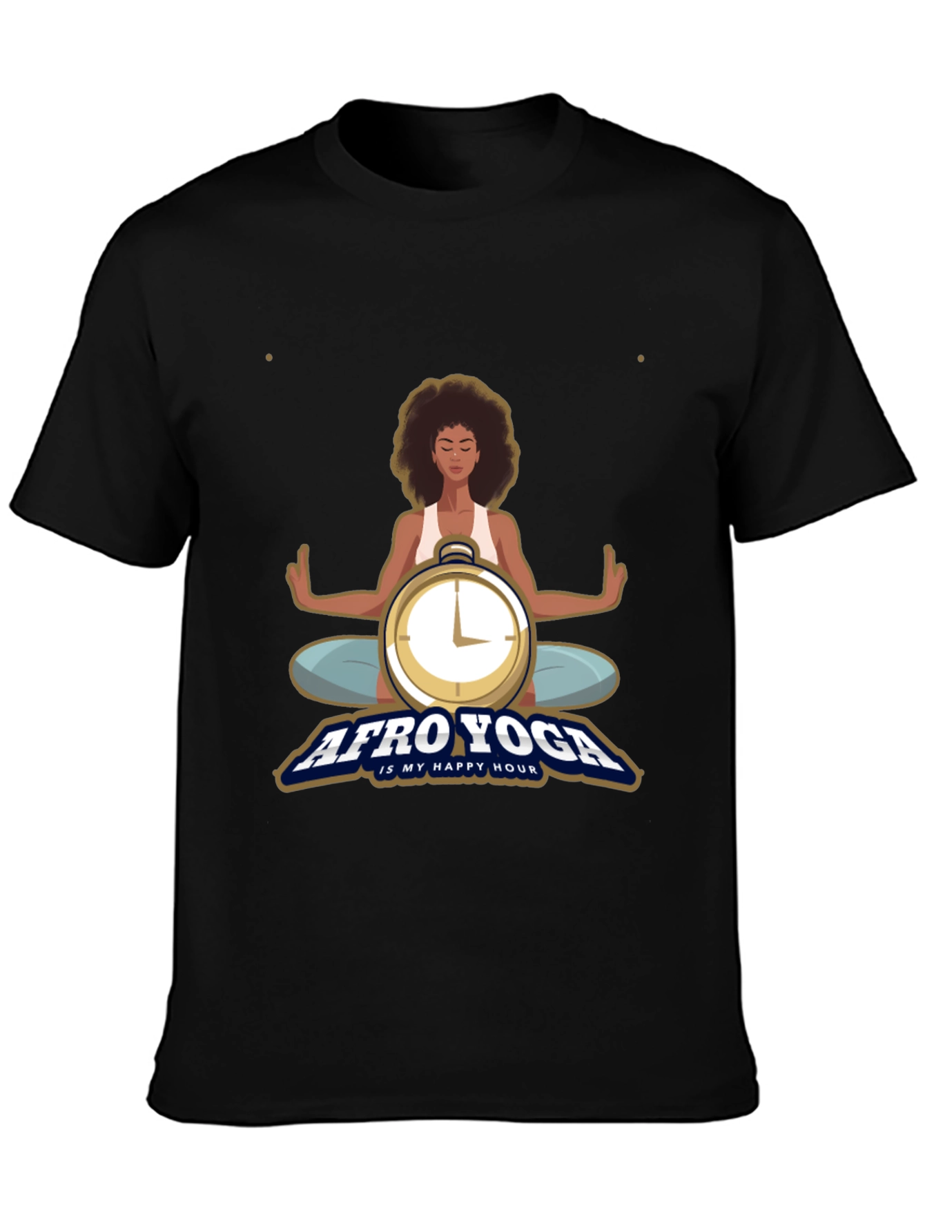 Afro Yoga T-Shirt - Happy Hour Meditative Design