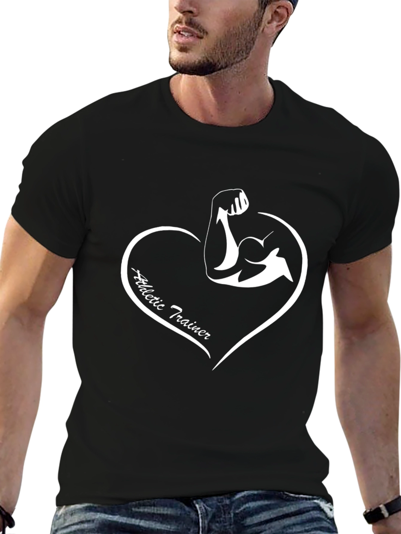 Athletic Trainer Heart Graphic T-Shirt - Black