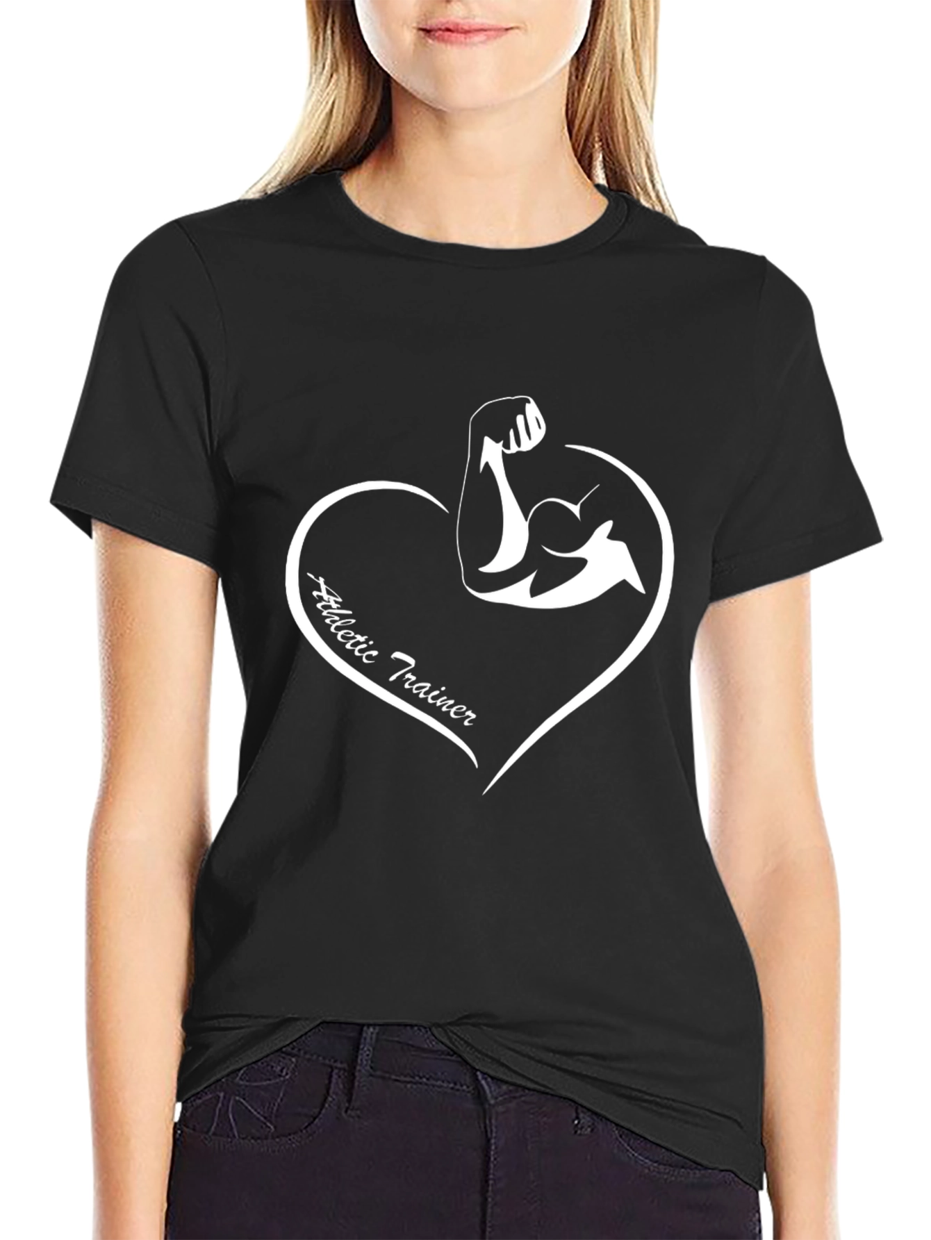 Athletic Trainer Heart Graphic T-Shirt - Black