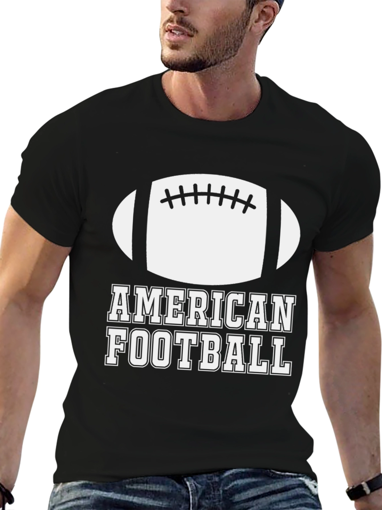 American Football Graphic T-Shirt - Black