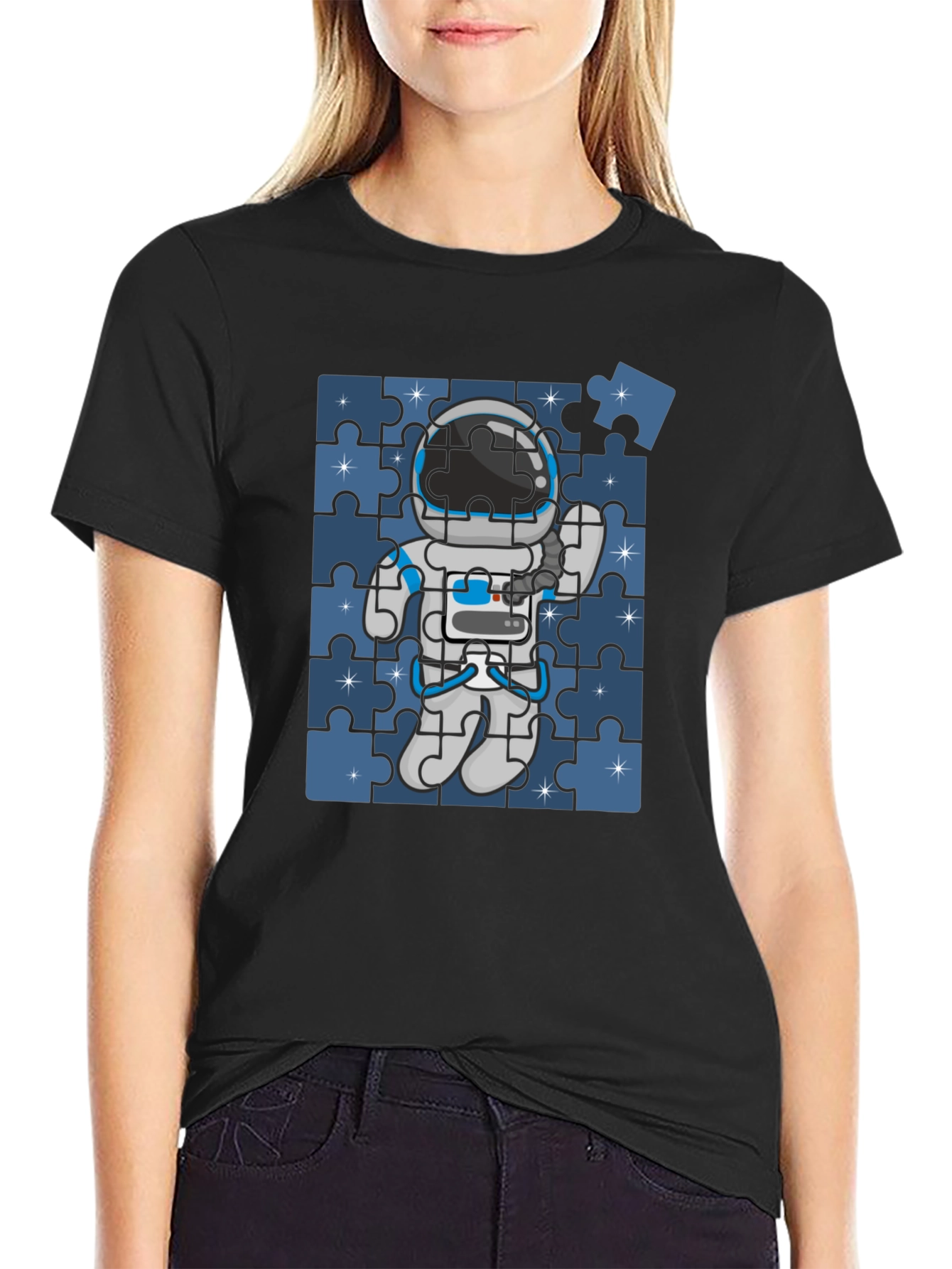 Astronaut Puzzle Piece T-Shirt - Space Exploration Tee