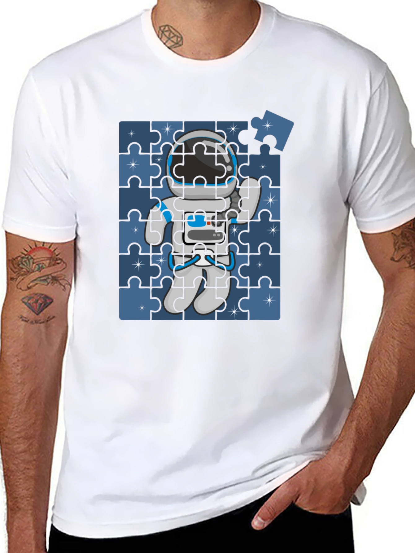 Astronaut Puzzle Piece T-Shirt - Space Exploration Tee