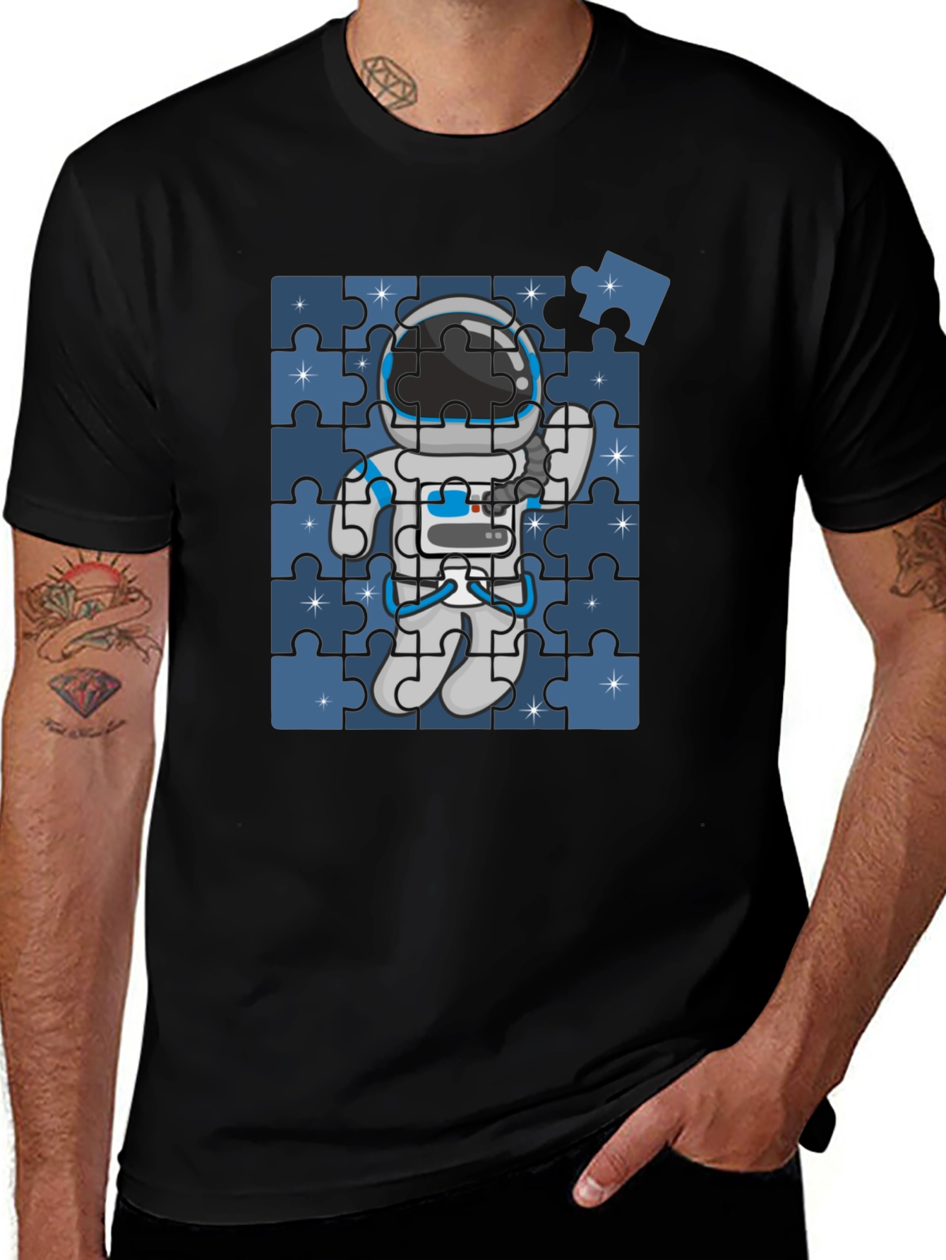 Astronaut Puzzle Piece T-Shirt - Space Exploration Tee