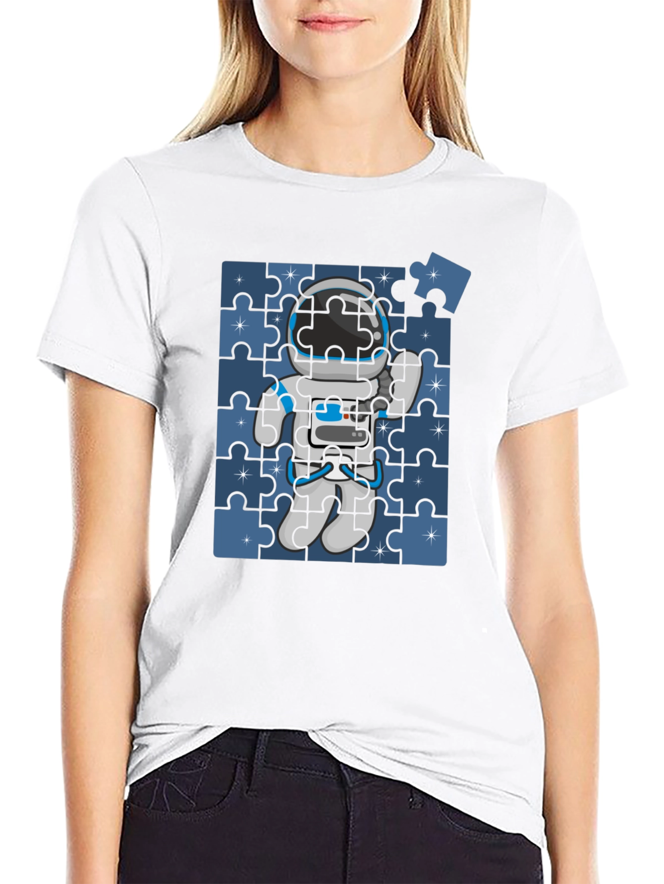 Astronaut Puzzle Piece T-Shirt - Space Exploration Tee