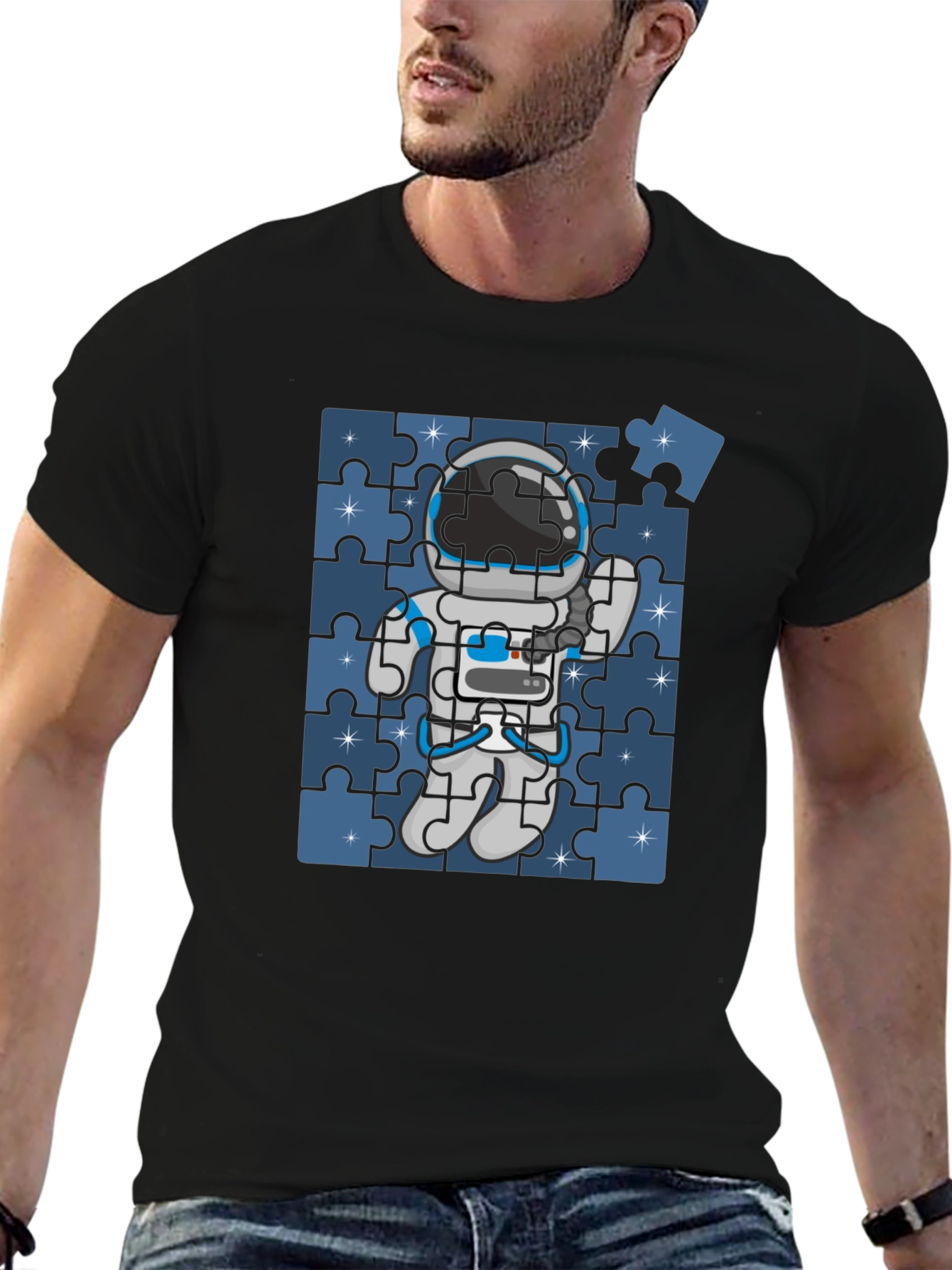 Astronaut Puzzle Piece T-Shirt - Space Exploration Tee