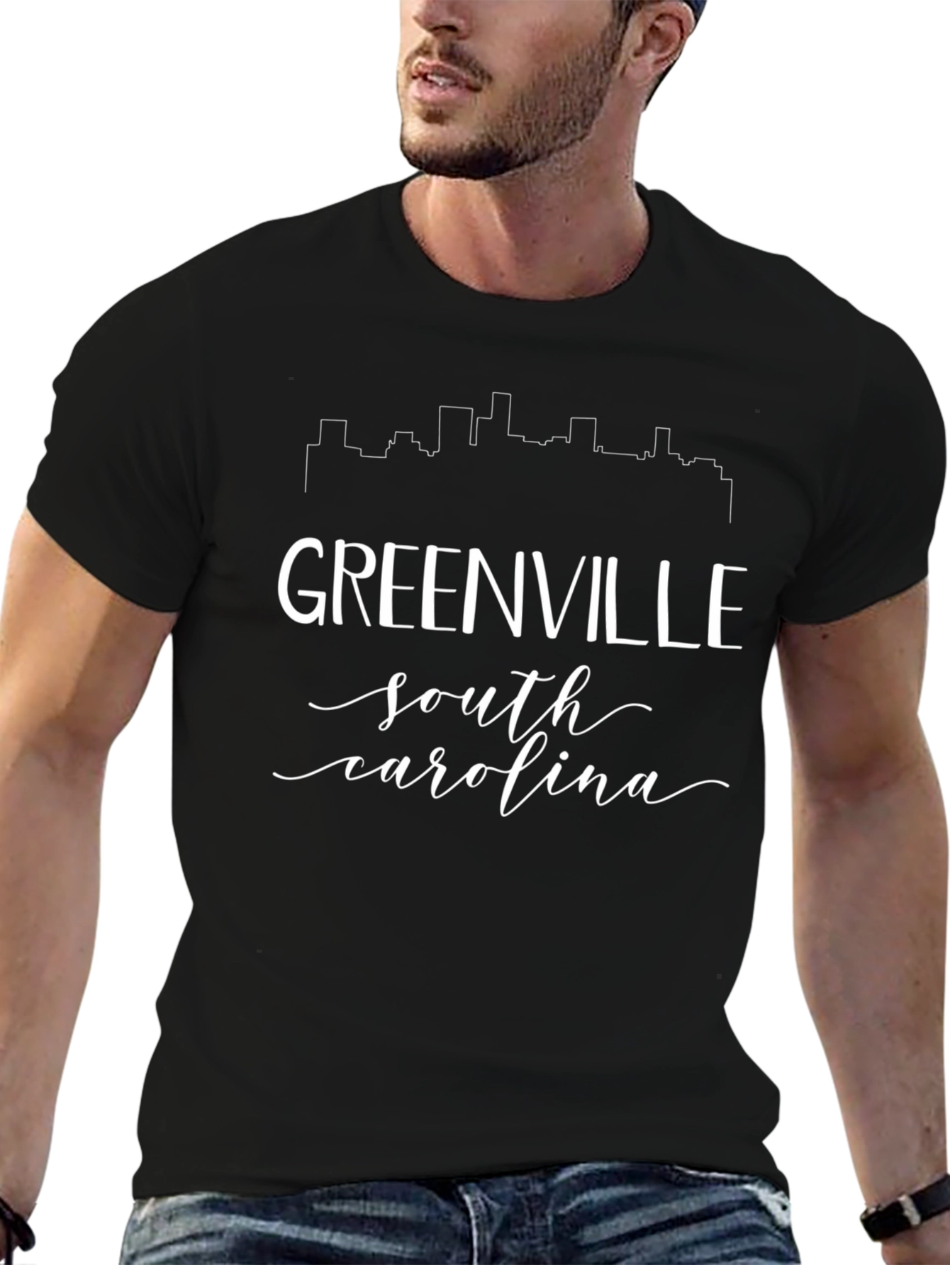 Greenville SC Skyline Graphic Tee - Unisex Black T-Shirt