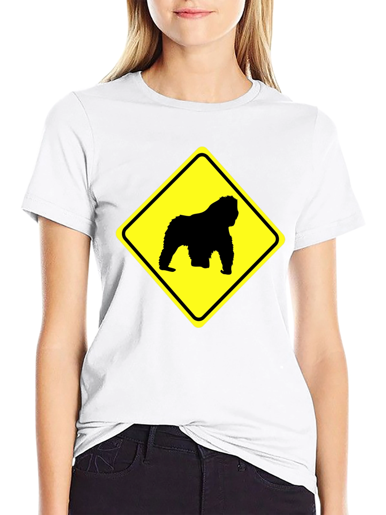 Gorilla Crossing Black T-Shirt - Funny Novelty Tee