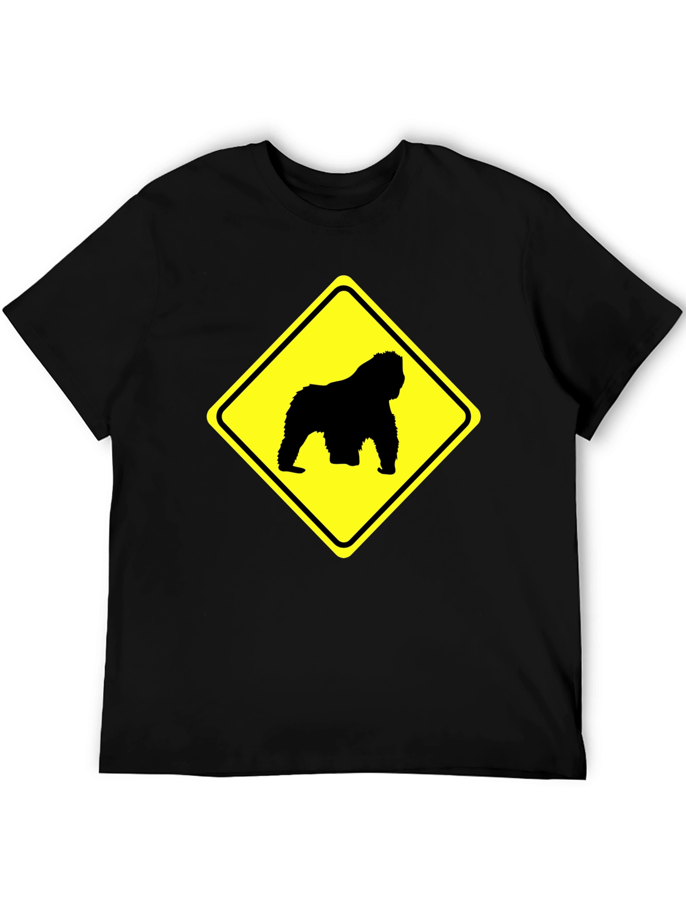 Gorilla Crossing Black T-Shirt - Funny Novelty Tee