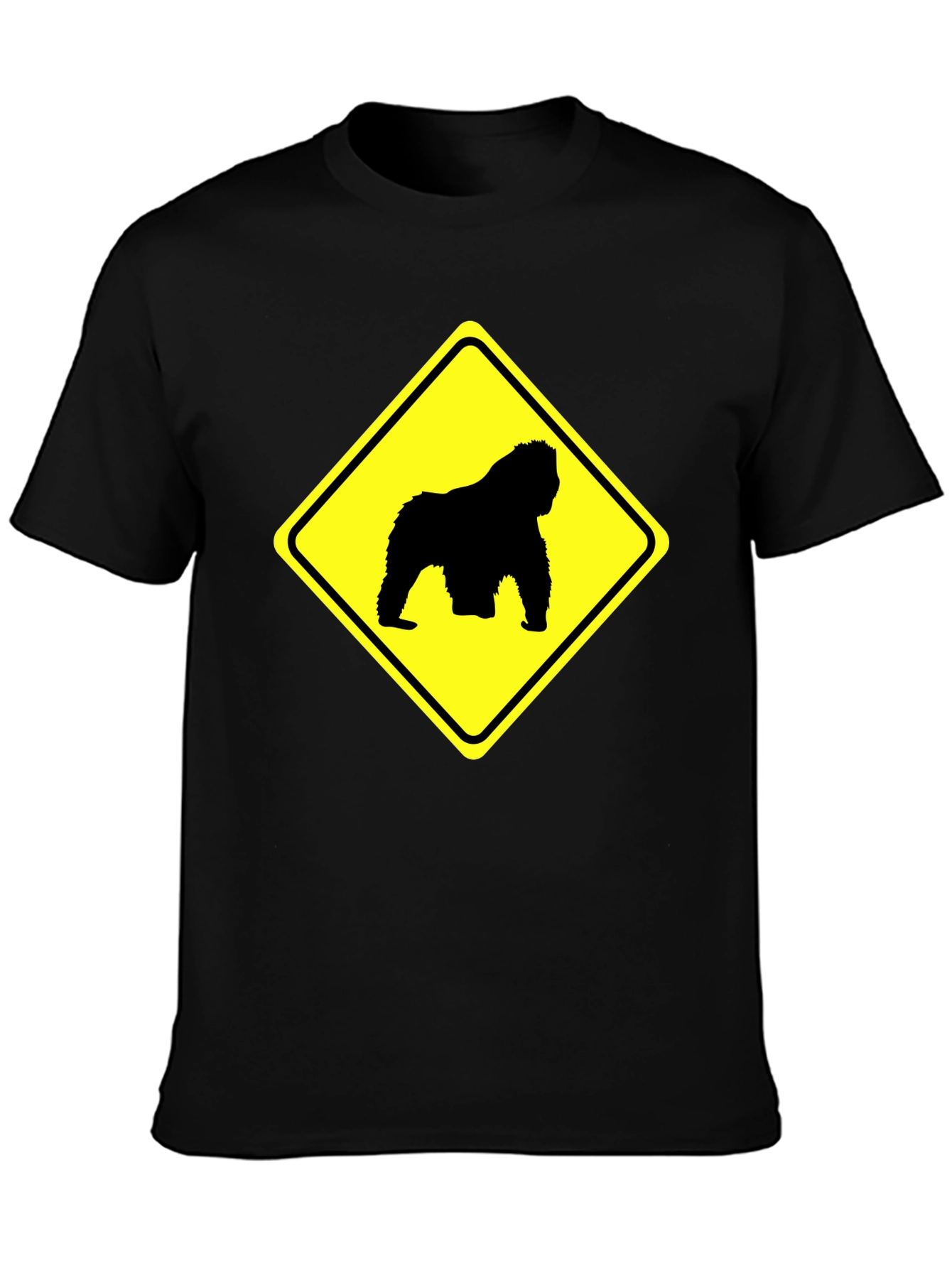 Gorilla Crossing Black T-Shirt - Funny Novelty Tee