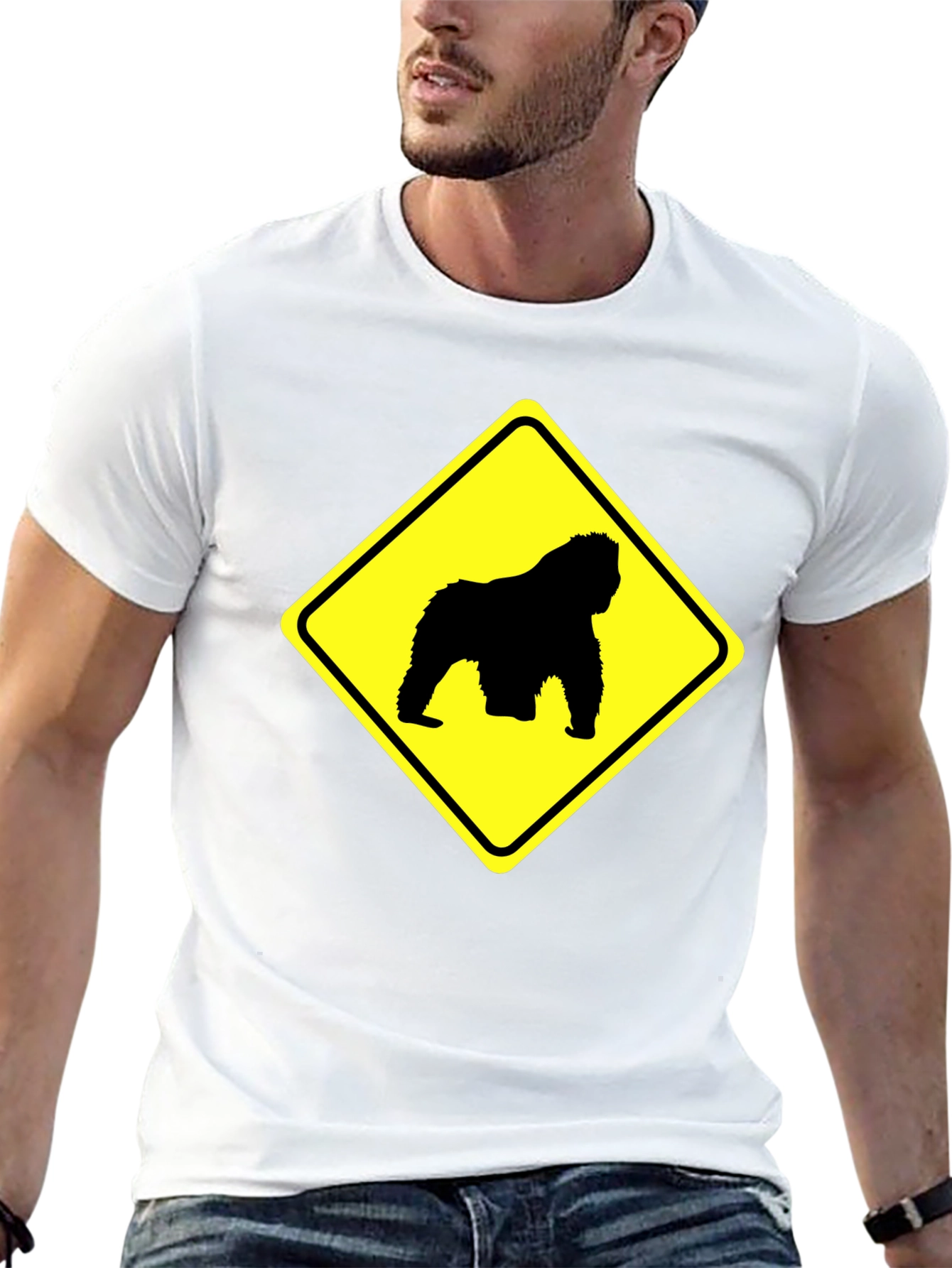 Gorilla Crossing Black T-Shirt - Funny Novelty Tee