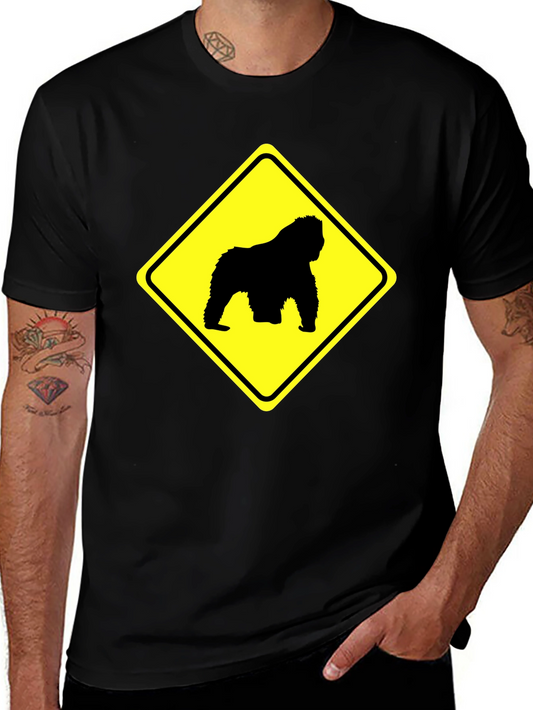 Gorilla Crossing Black T-Shirt - Funny Novelty Tee