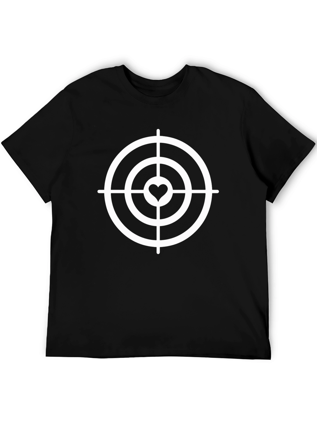 Heart Target Graphic Tee - Black Cotton Casual T-Shirt