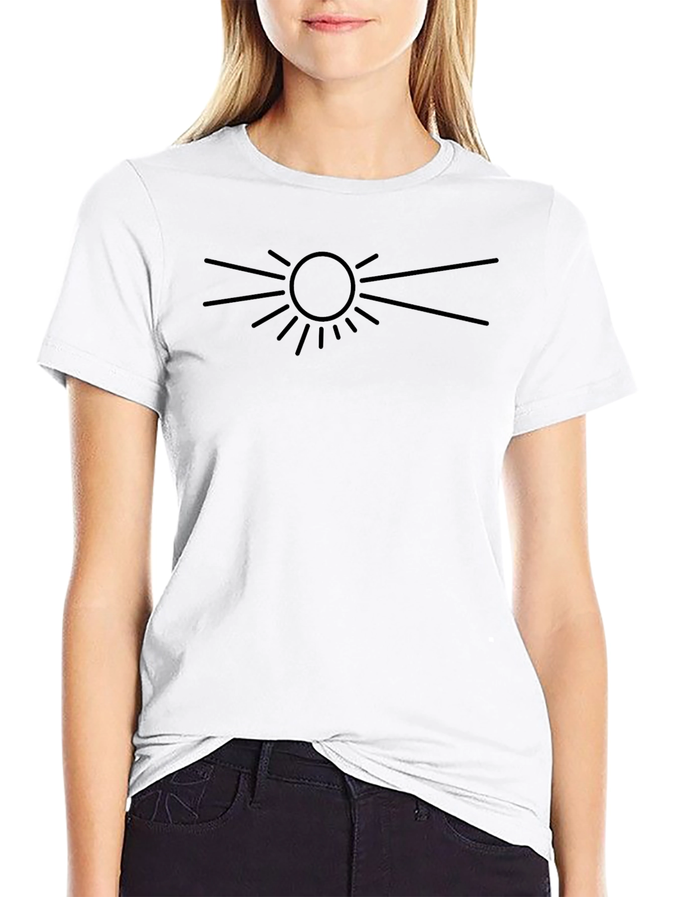 Graphic Print T-Shirt - Black Sun Design