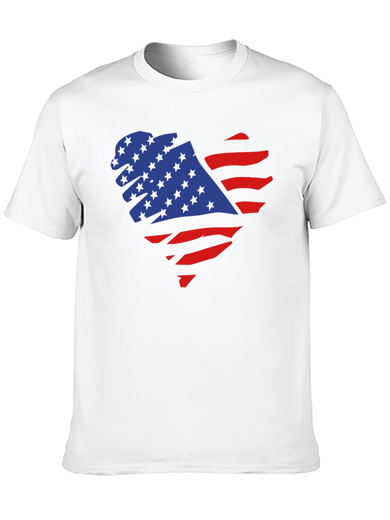 American Flag Heart Graphic Black T-Shirt