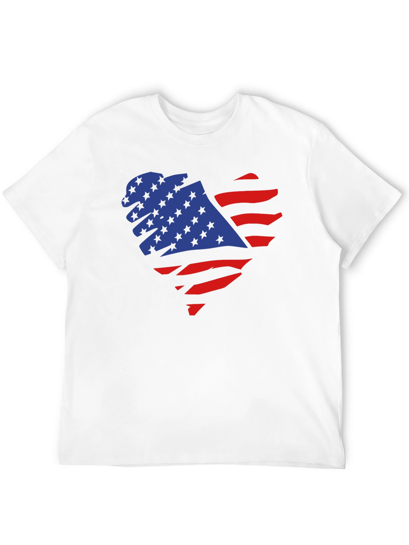 American Flag Heart Graphic Black T-Shirt