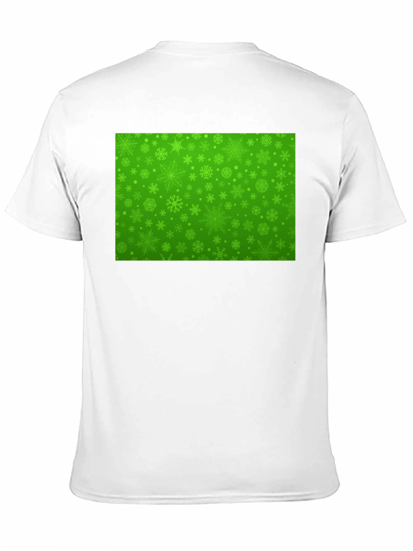 Green Snowflake Pattern Black T-Shirt