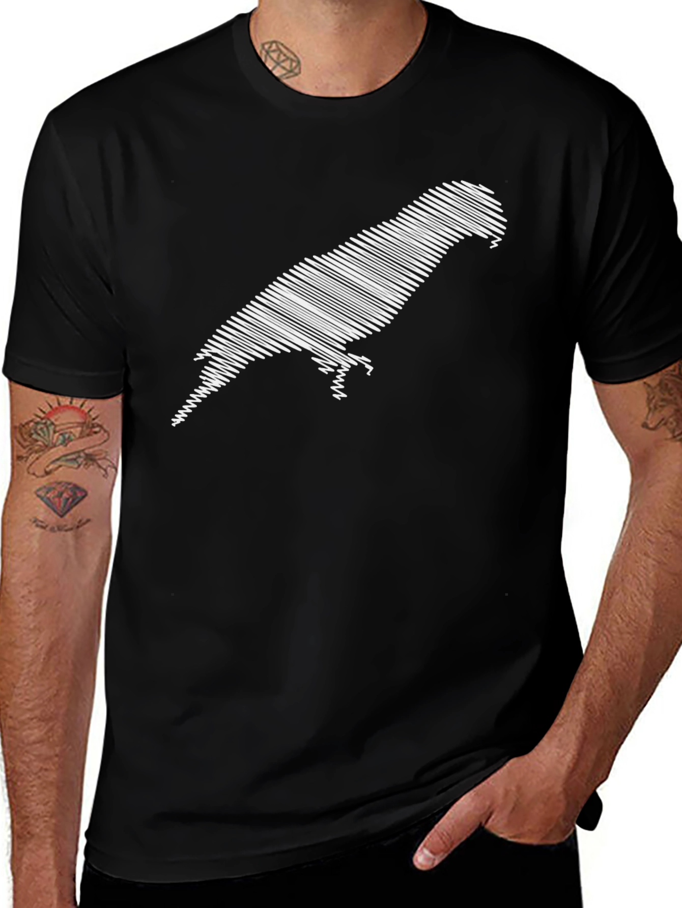 Parrot Silhouette Graphic Tee - Black