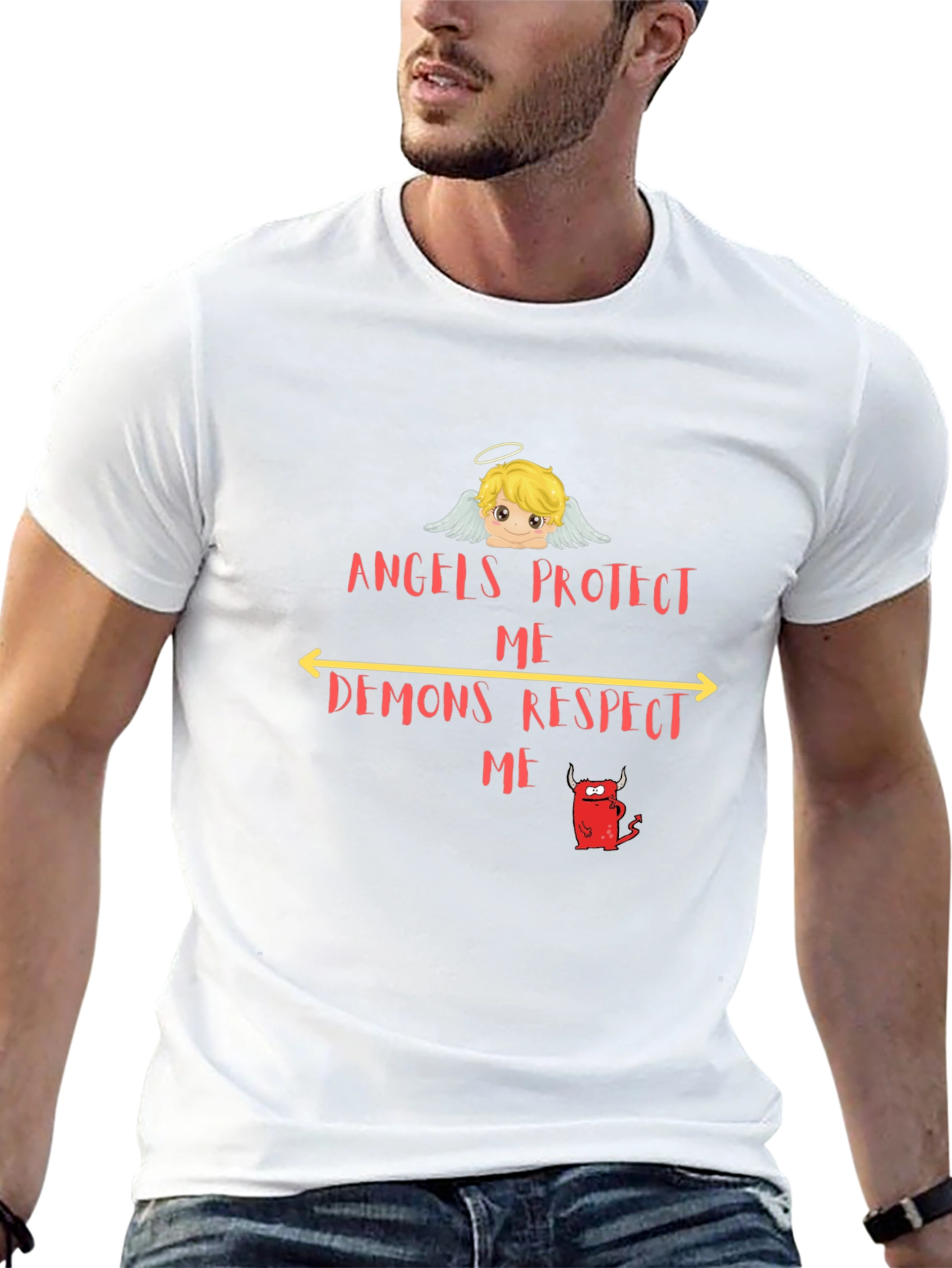 Angels Protect Demons Respect Graphic T-Shirt