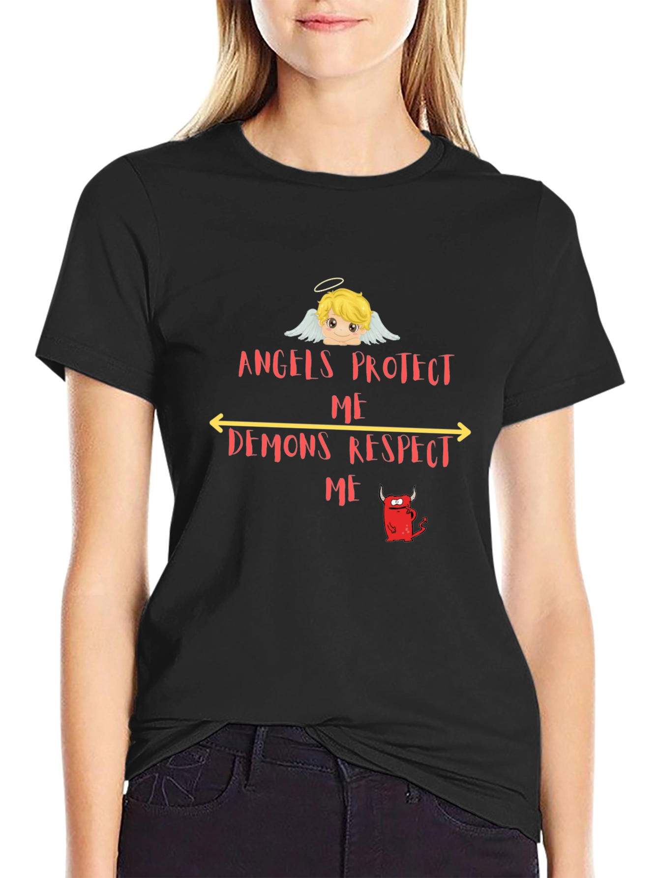 Angels Protect Demons Respect Graphic T-Shirt