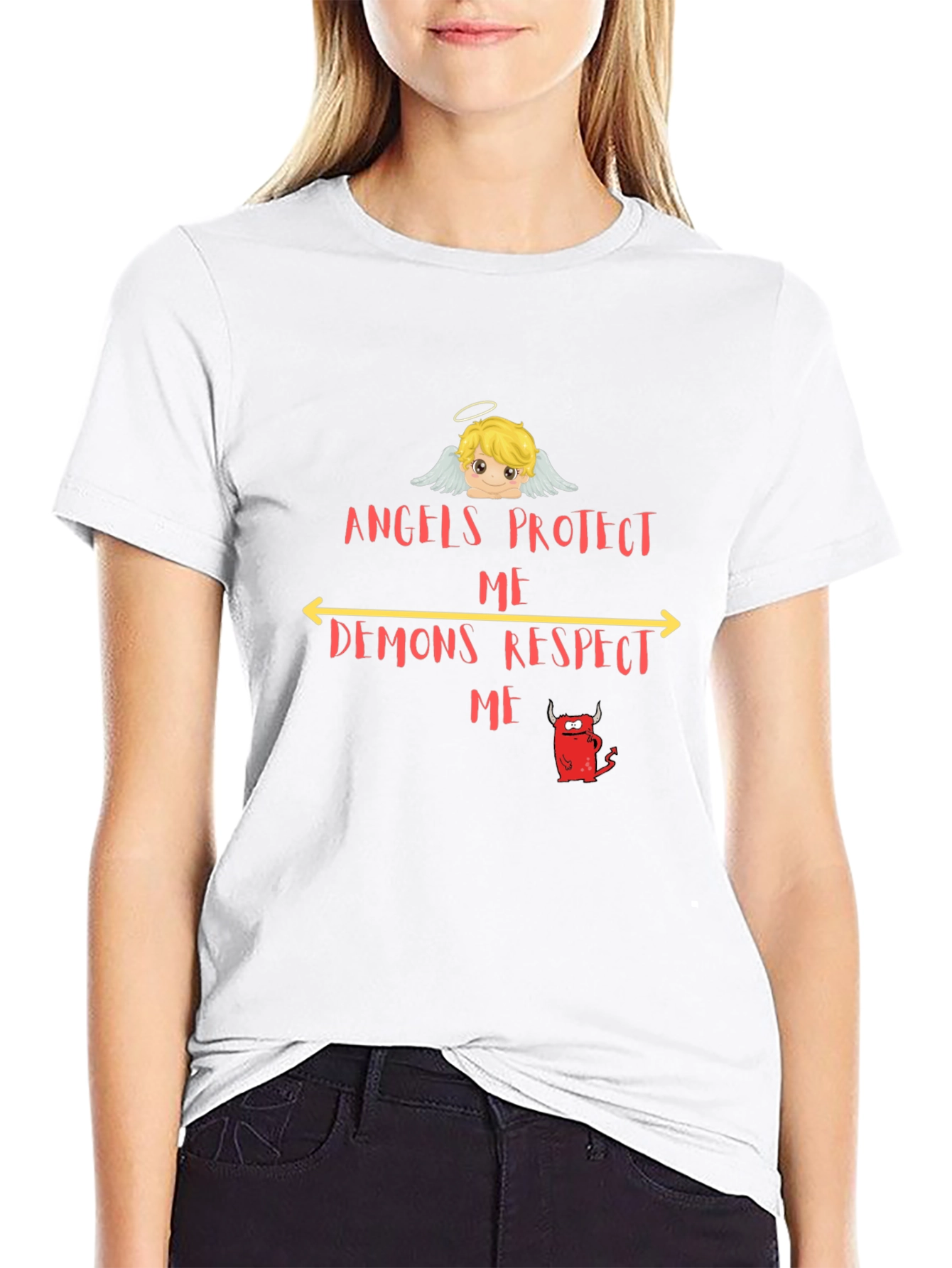Angels Protect Demons Respect Graphic T-Shirt