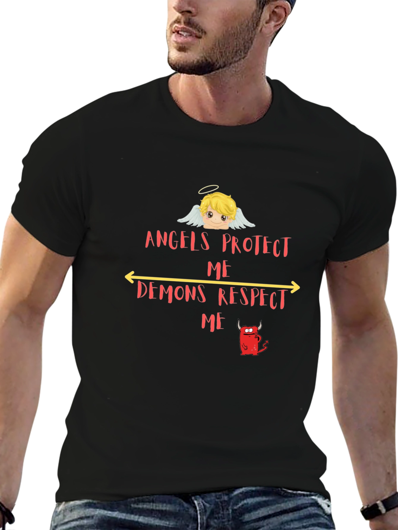 Angels Protect Demons Respect Graphic T-Shirt