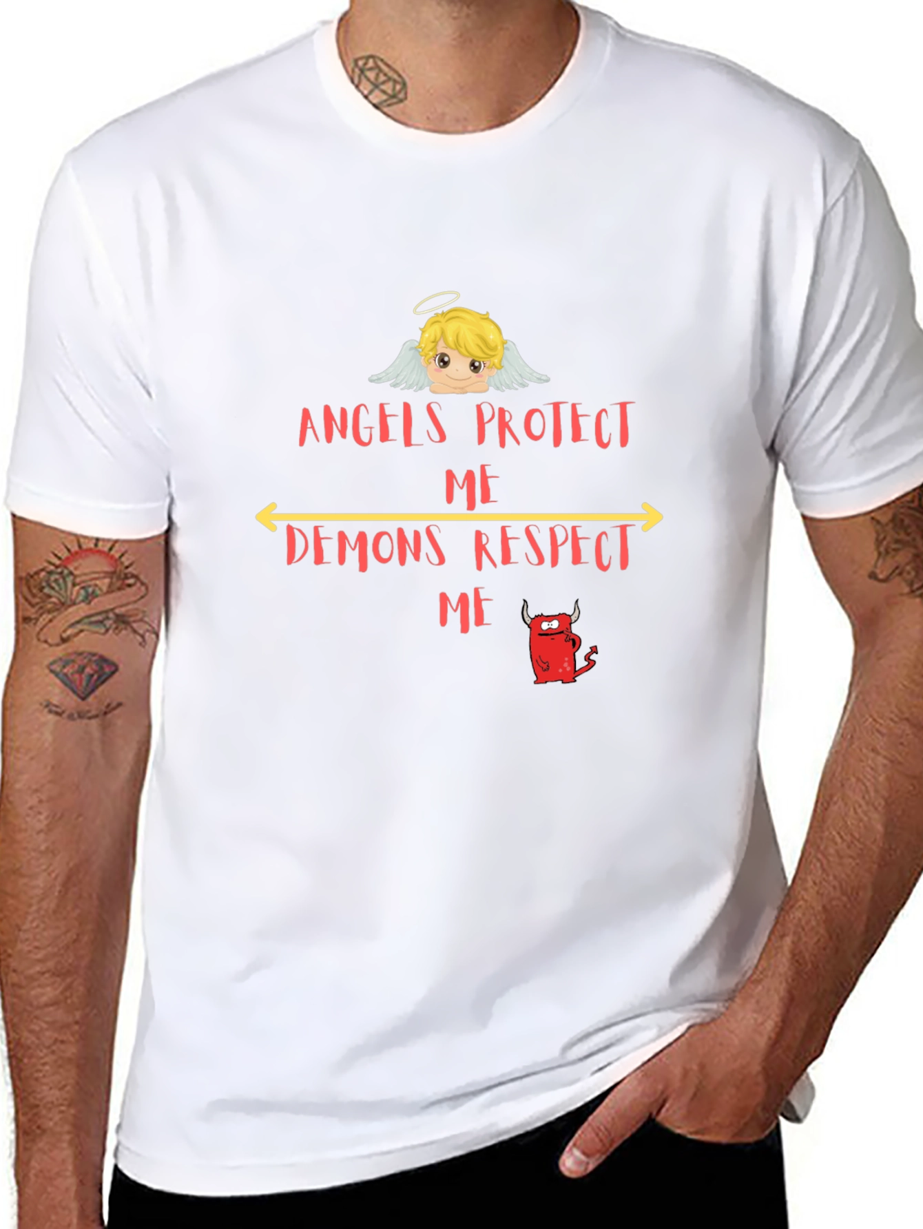 Angels Protect Demons Respect Graphic T-Shirt