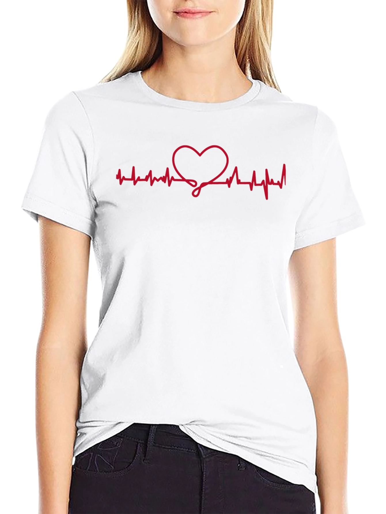 Heartbeat Heart Graphic Tee - Black
