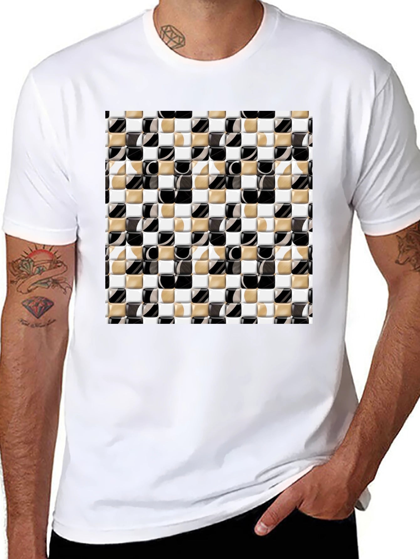Geometric Tile Pattern T-Shirt
