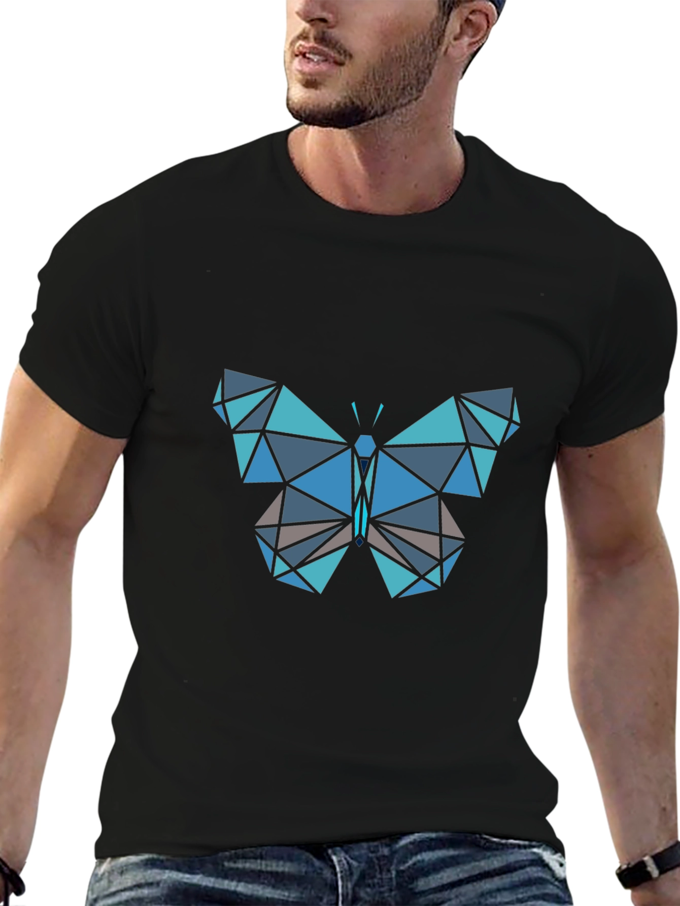 Geometric Butterfly Graphic Tee - Modern Style