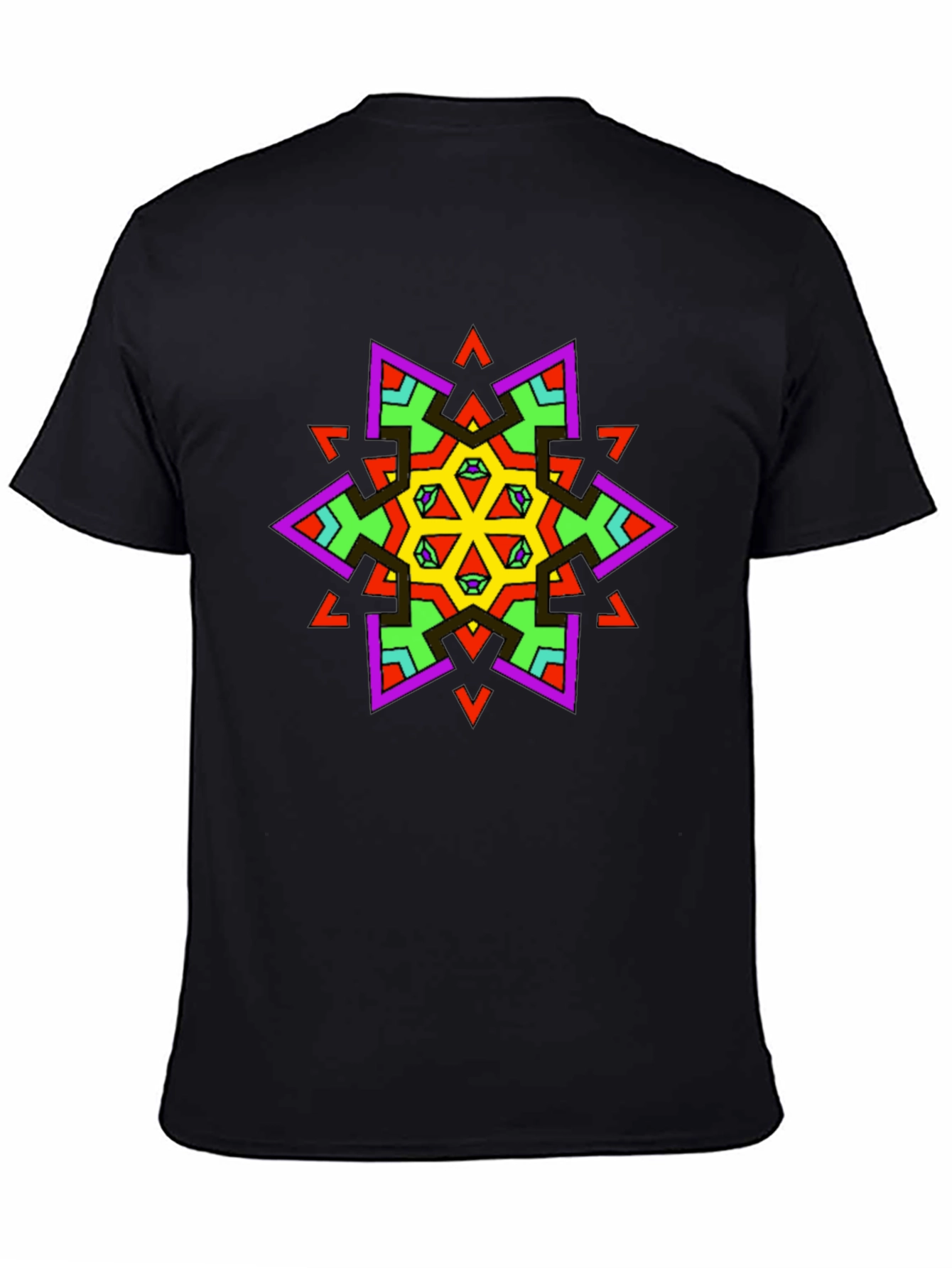 Geometric Mandala Graphic Tee - Stylish Black T-Shirt