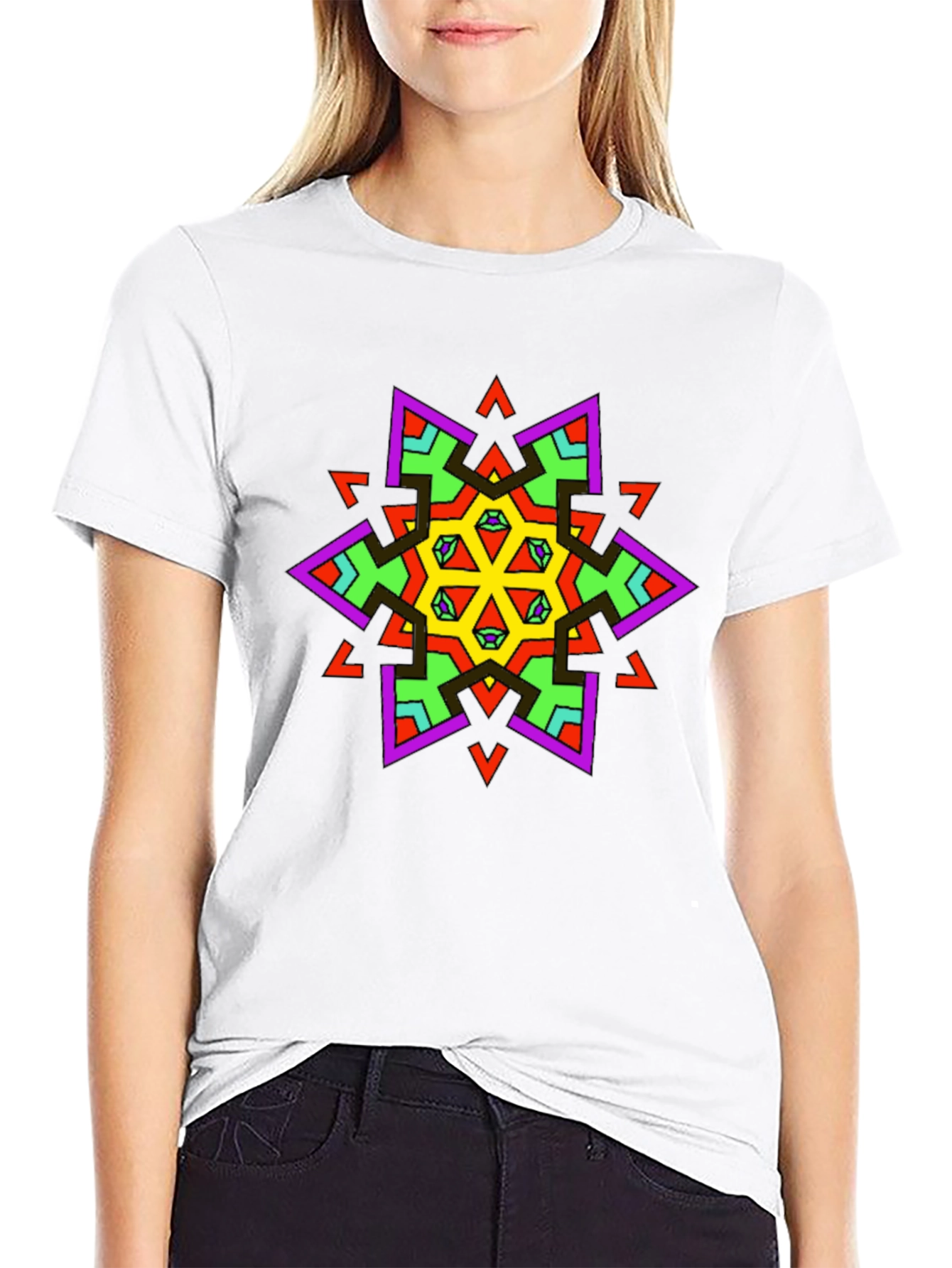 Geometric Mandala Graphic Tee - Stylish Black T-Shirt