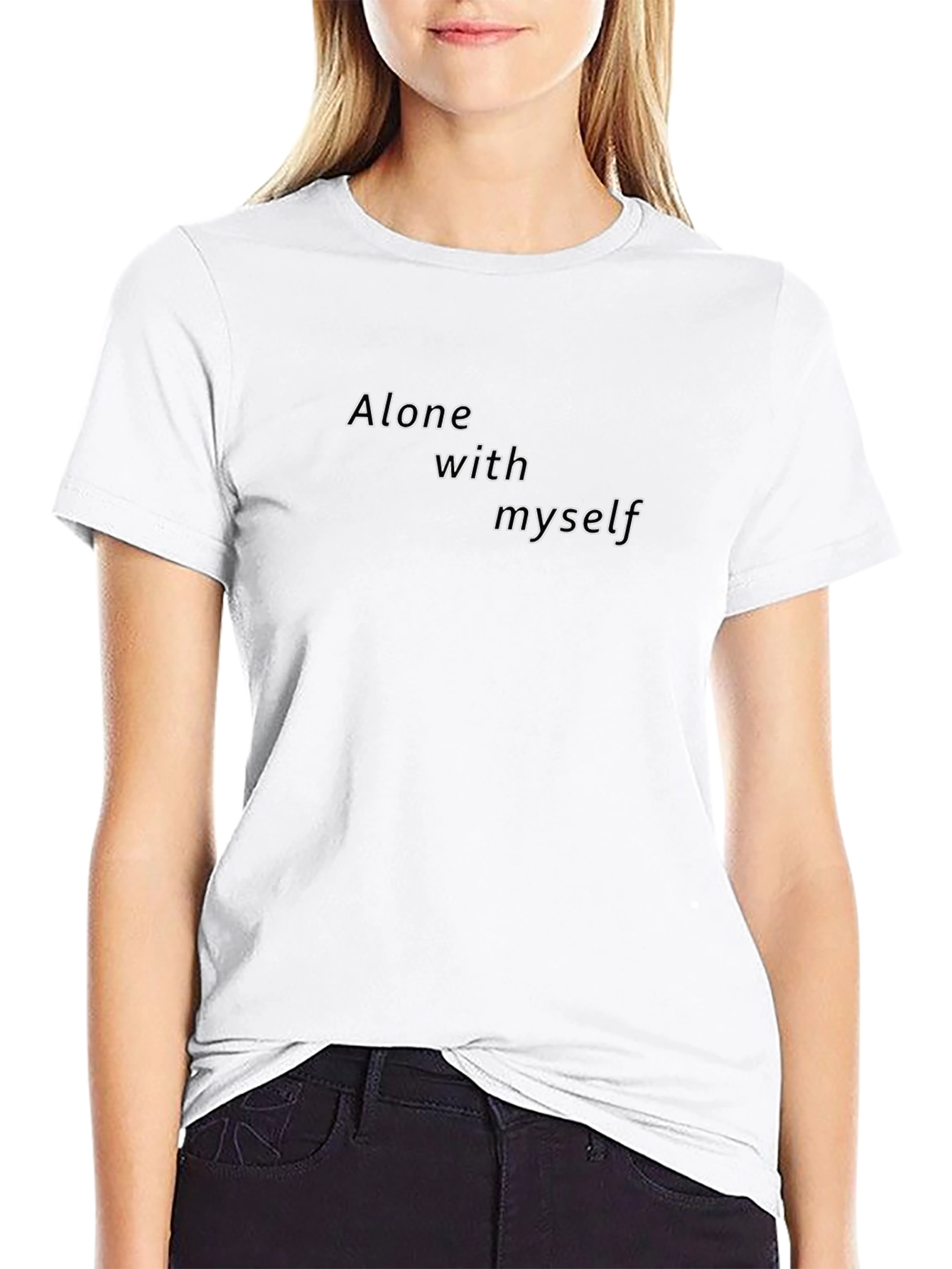 Alone With Myself Graphic Tee - Black