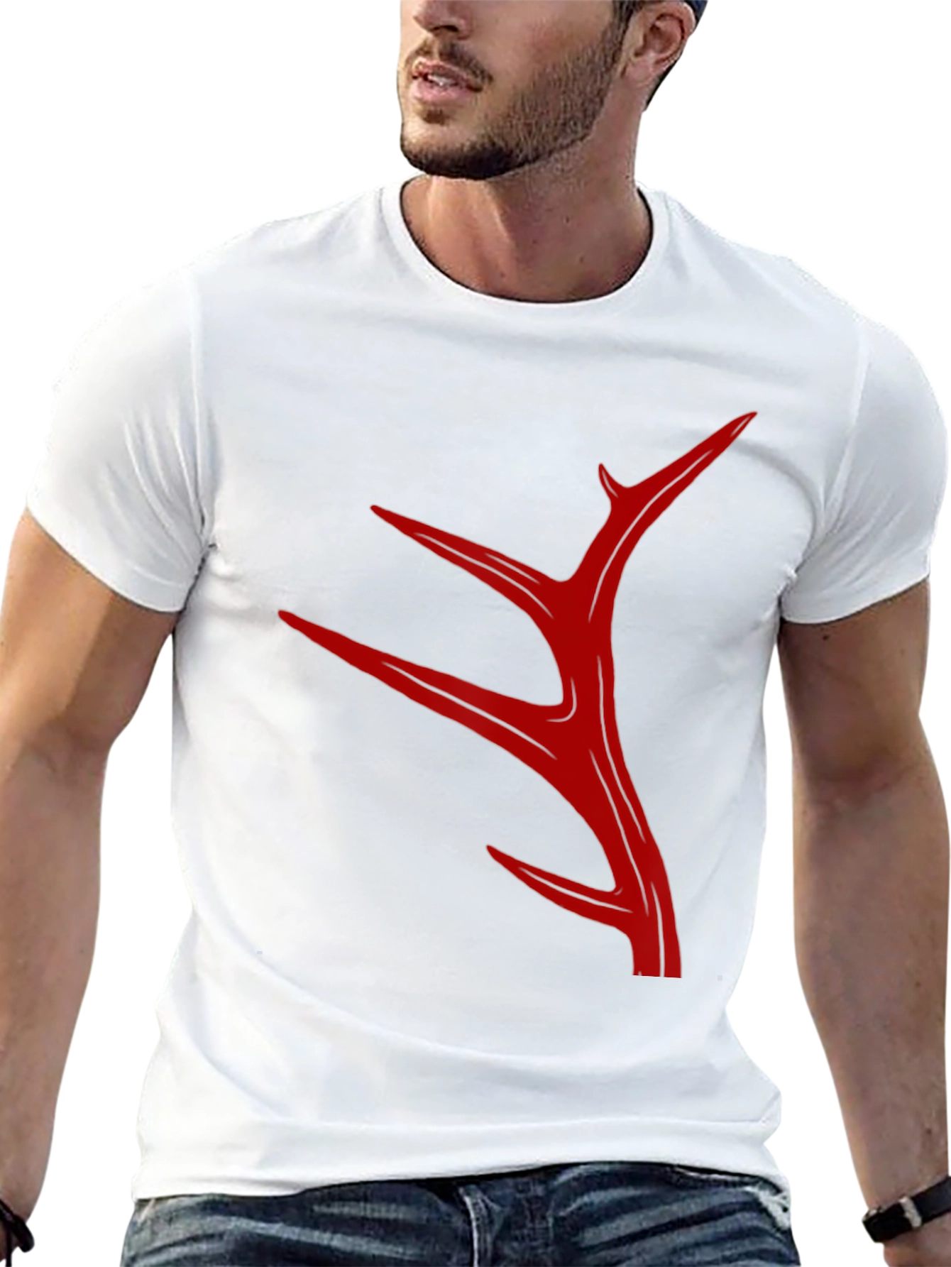 Abstract Antler Graphic T-Shirt - Black
