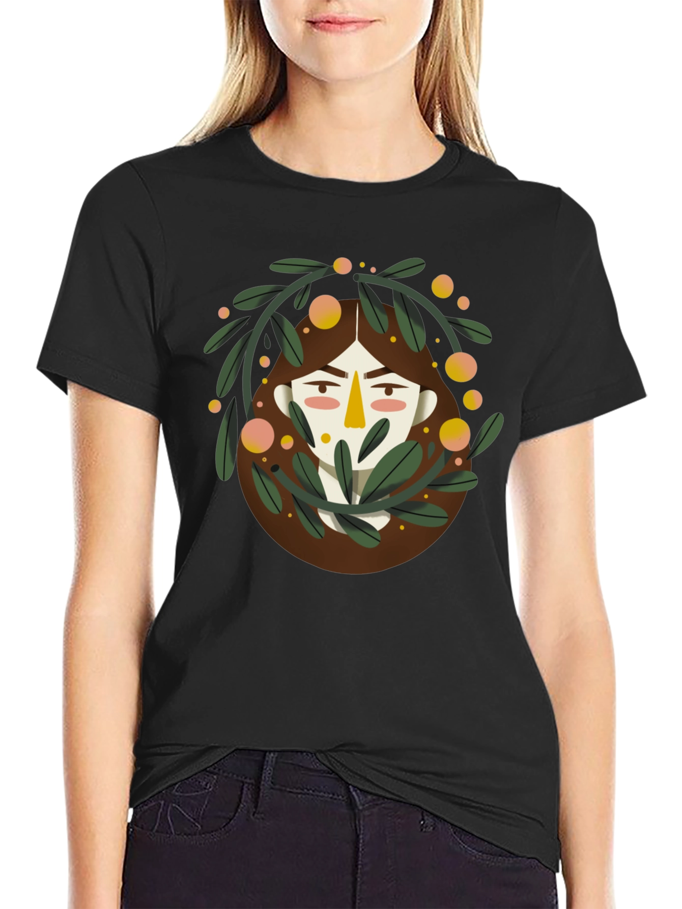 Artistic Graphic Print Black T-Shirt