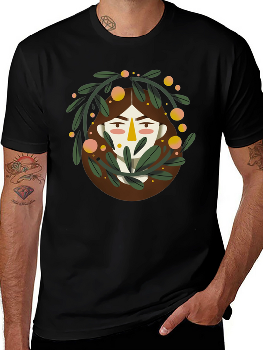 Artistic Graphic Print Black T-Shirt