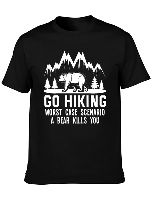 Go Hiking Bear Graphic T-Shirt - Funny Outdoor Adventure Tee