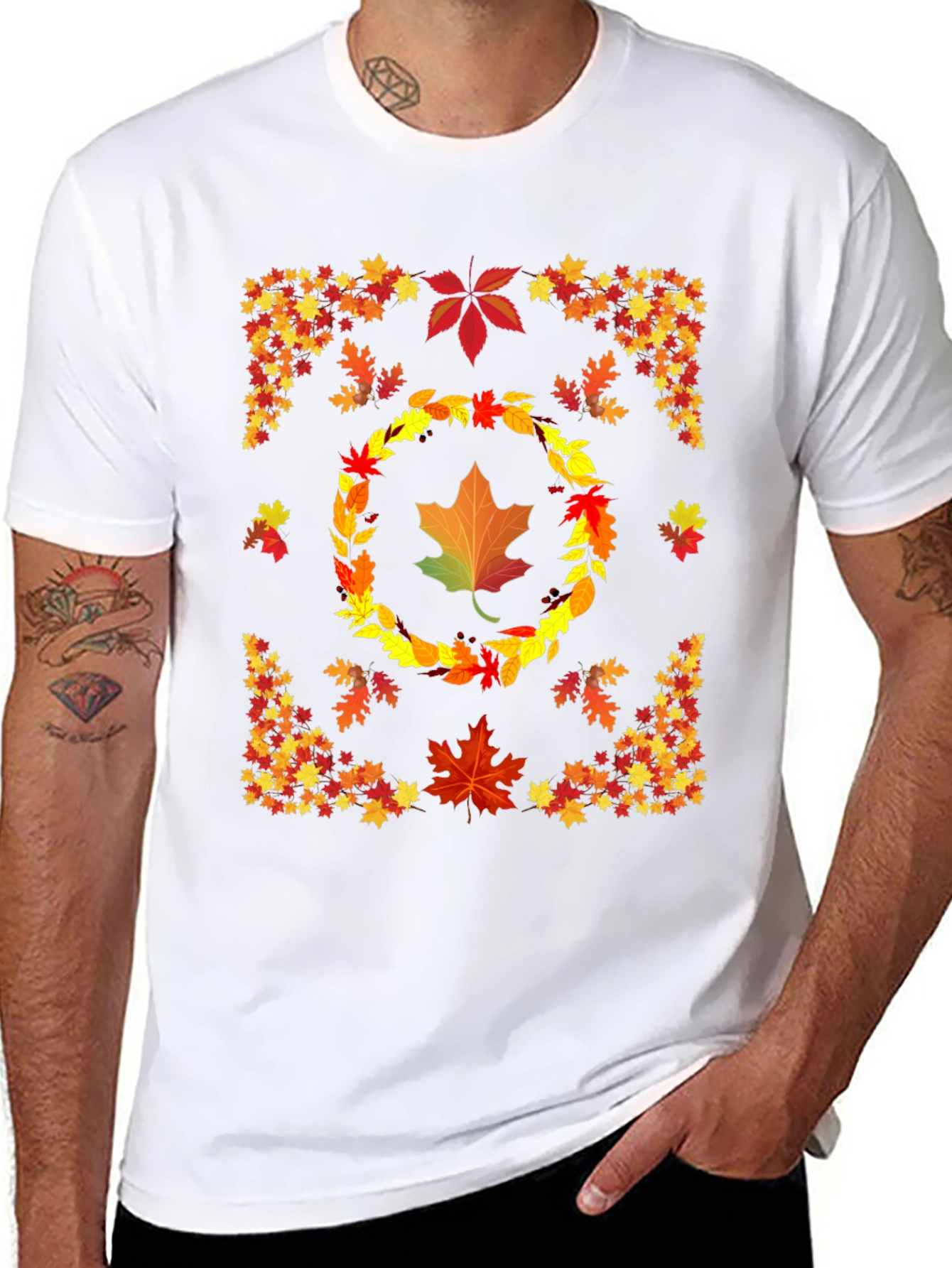 Autumn Leaves Graphic T-Shirt Fall Season Design