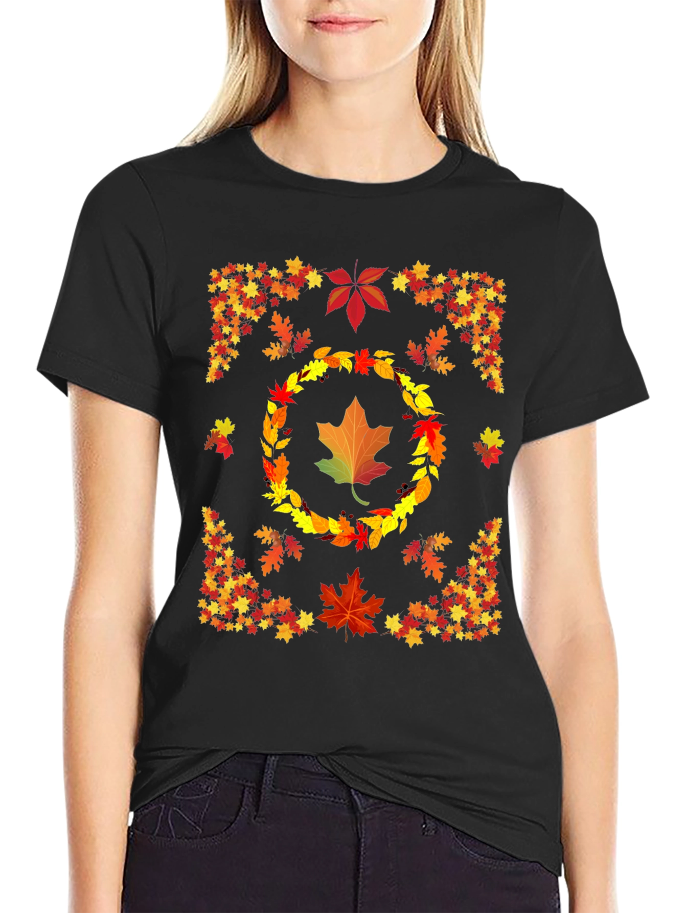 Autumn Leaves Graphic T-Shirt Fall Season Design