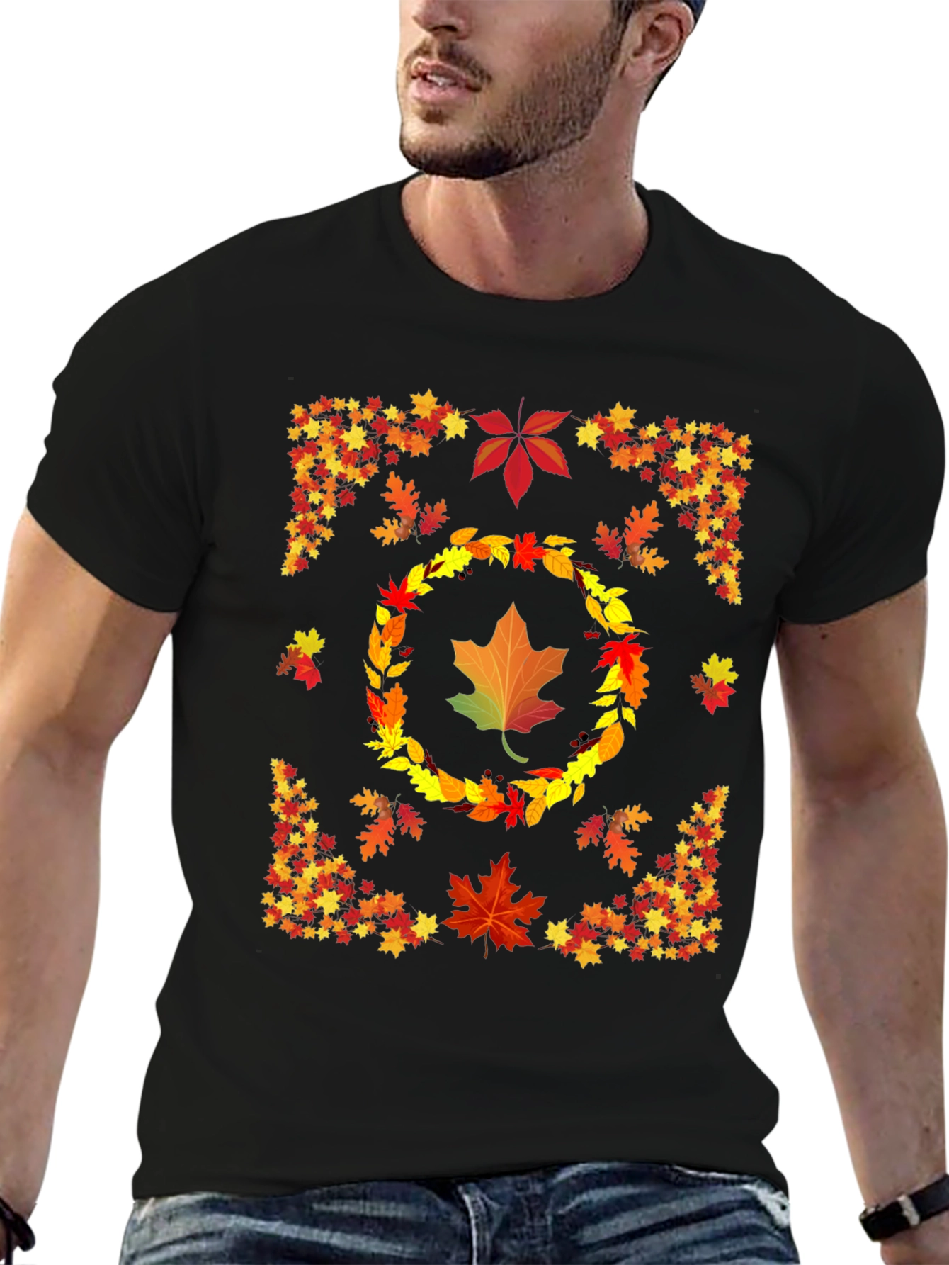 Autumn Leaves Graphic T-Shirt Fall Season Design