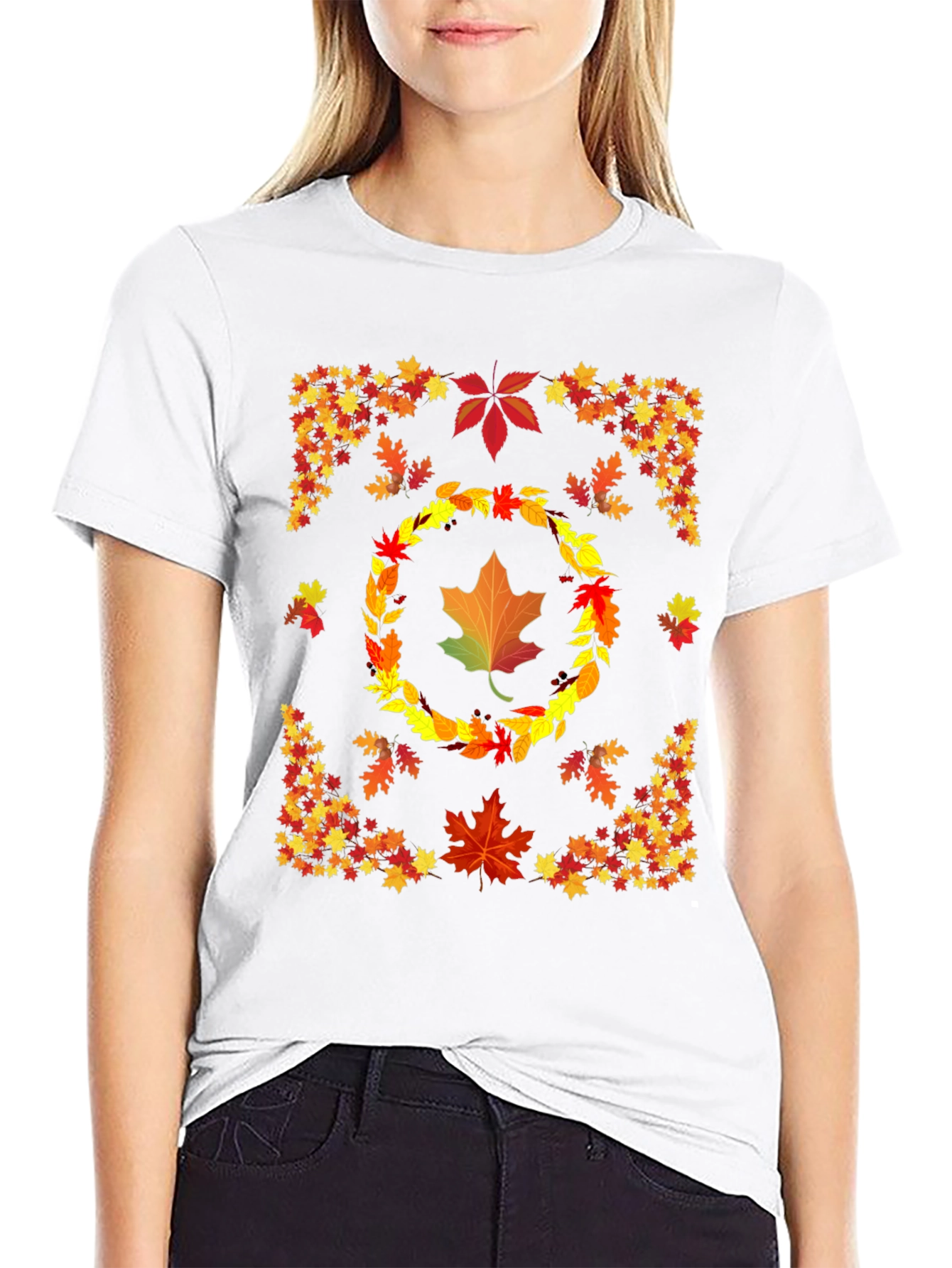 Autumn Leaves Graphic T-Shirt Fall Season Design
