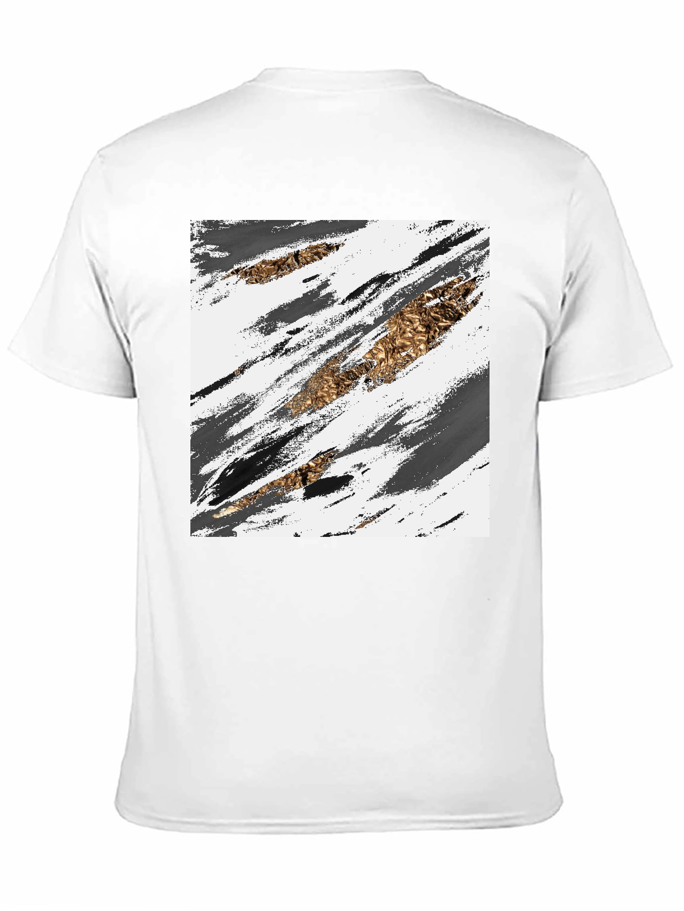 Abstract Gold & Grey Brush Stroke Graphic Tee