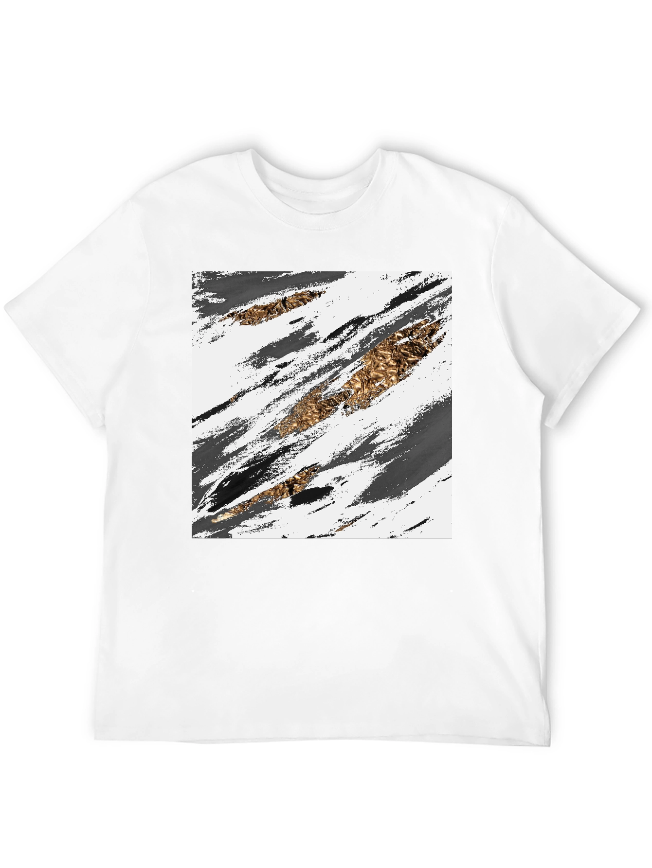 Abstract Gold & Grey Brush Stroke Graphic Tee