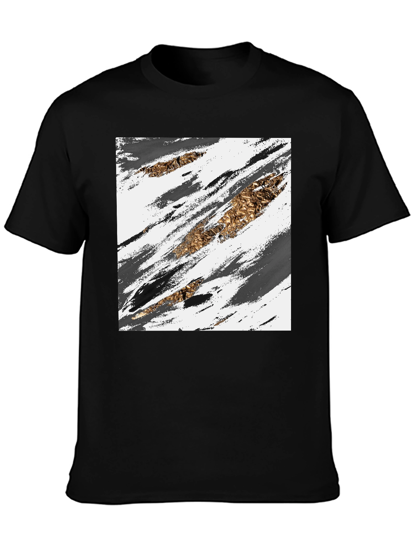 Abstract Gold & Grey Brush Stroke Graphic Tee